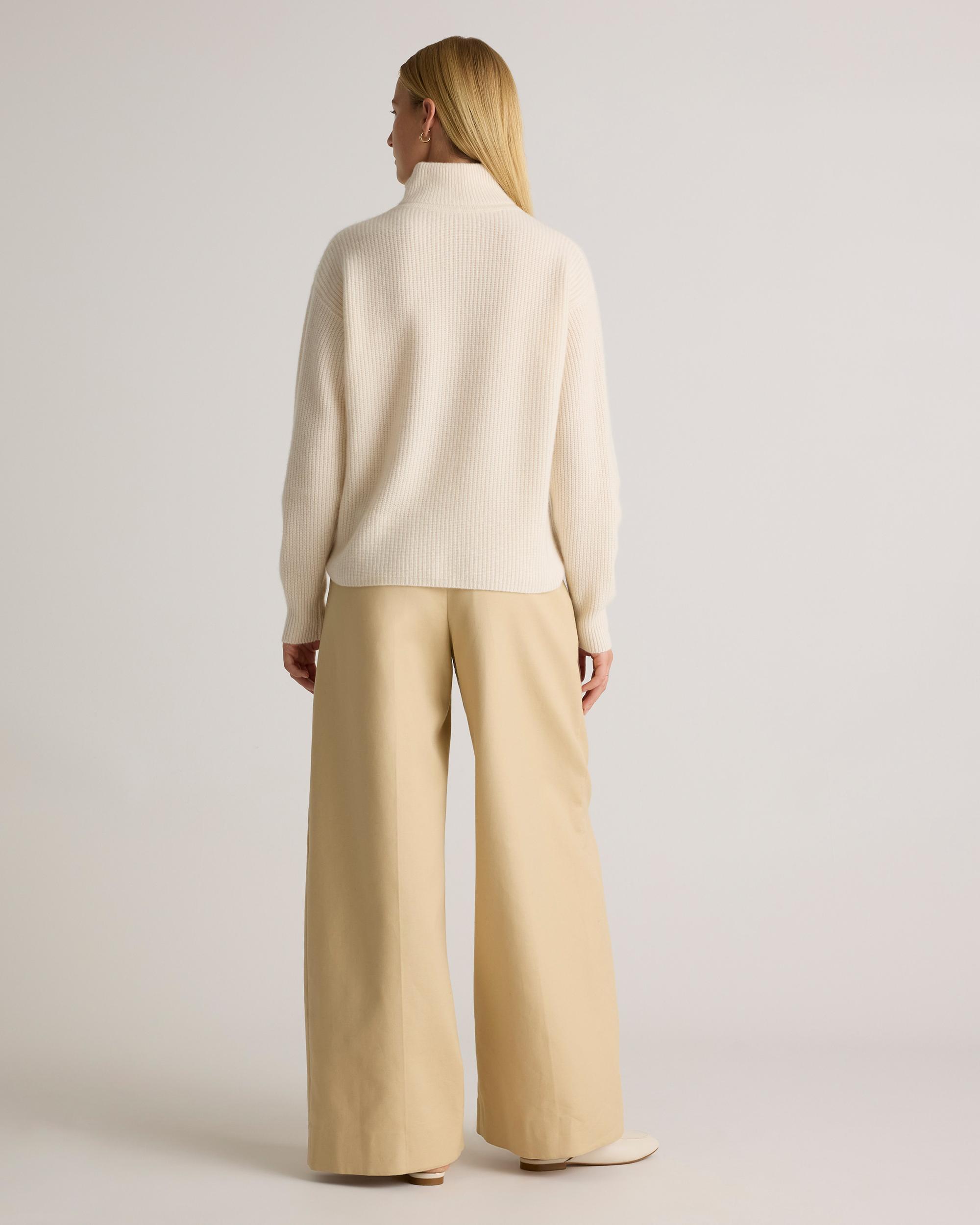 Quince | Women's Mongolian Cashmere Fisherman Quarter Zip Sweater Size XS Product Image