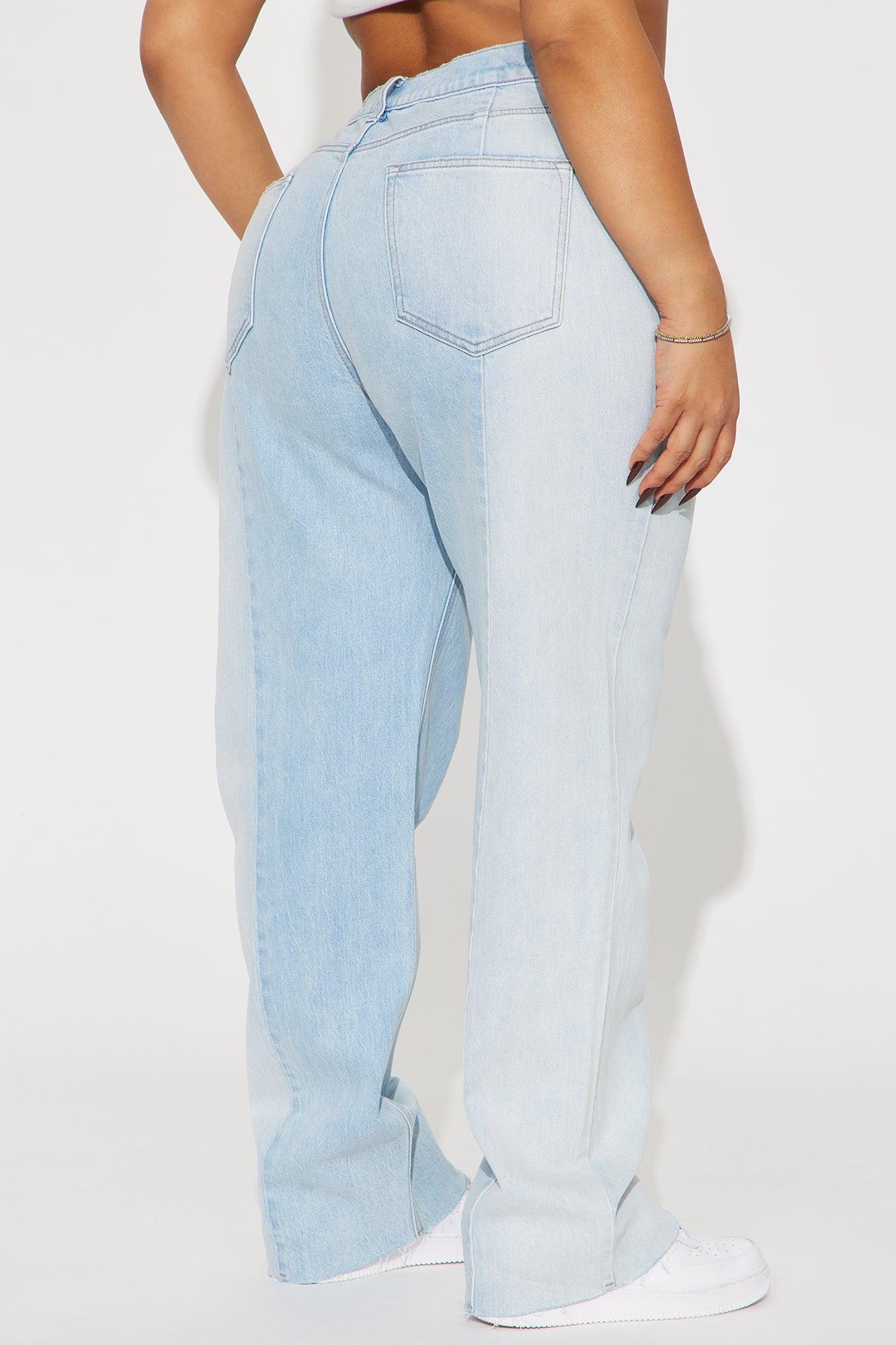 Andi Two Tone Straight Leg Jeans - Light Wash Female Product Image