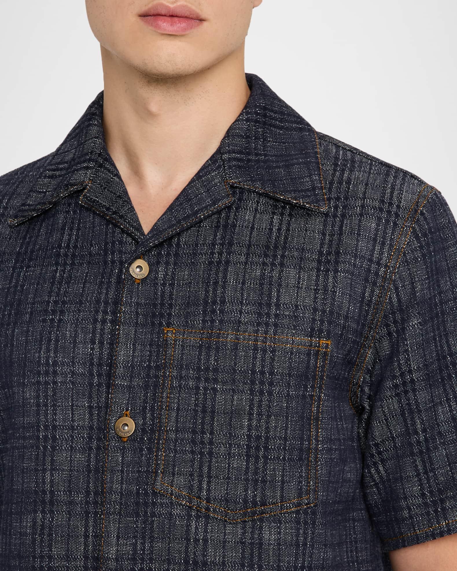 Men's Denim Check Short-Sleeve Shirt Product Image