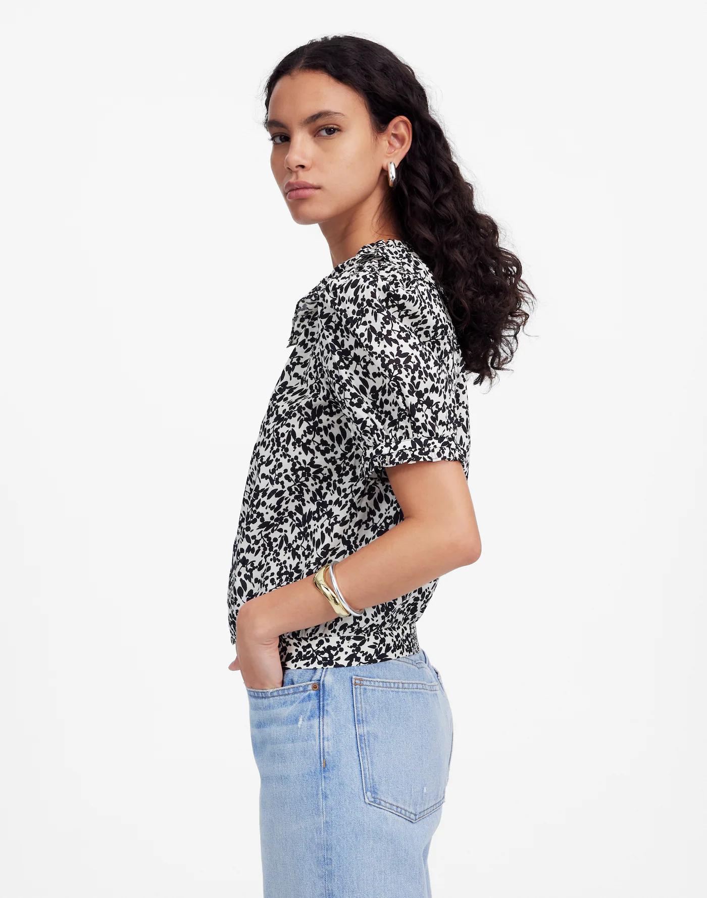 Ruffled Button-Front Top in Floral Product Image