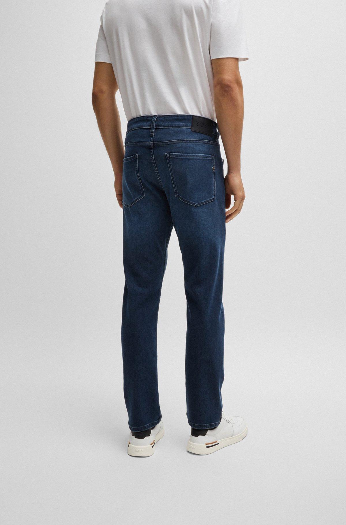 Slim-fit jeans in blue knitted stretch denim Product Image