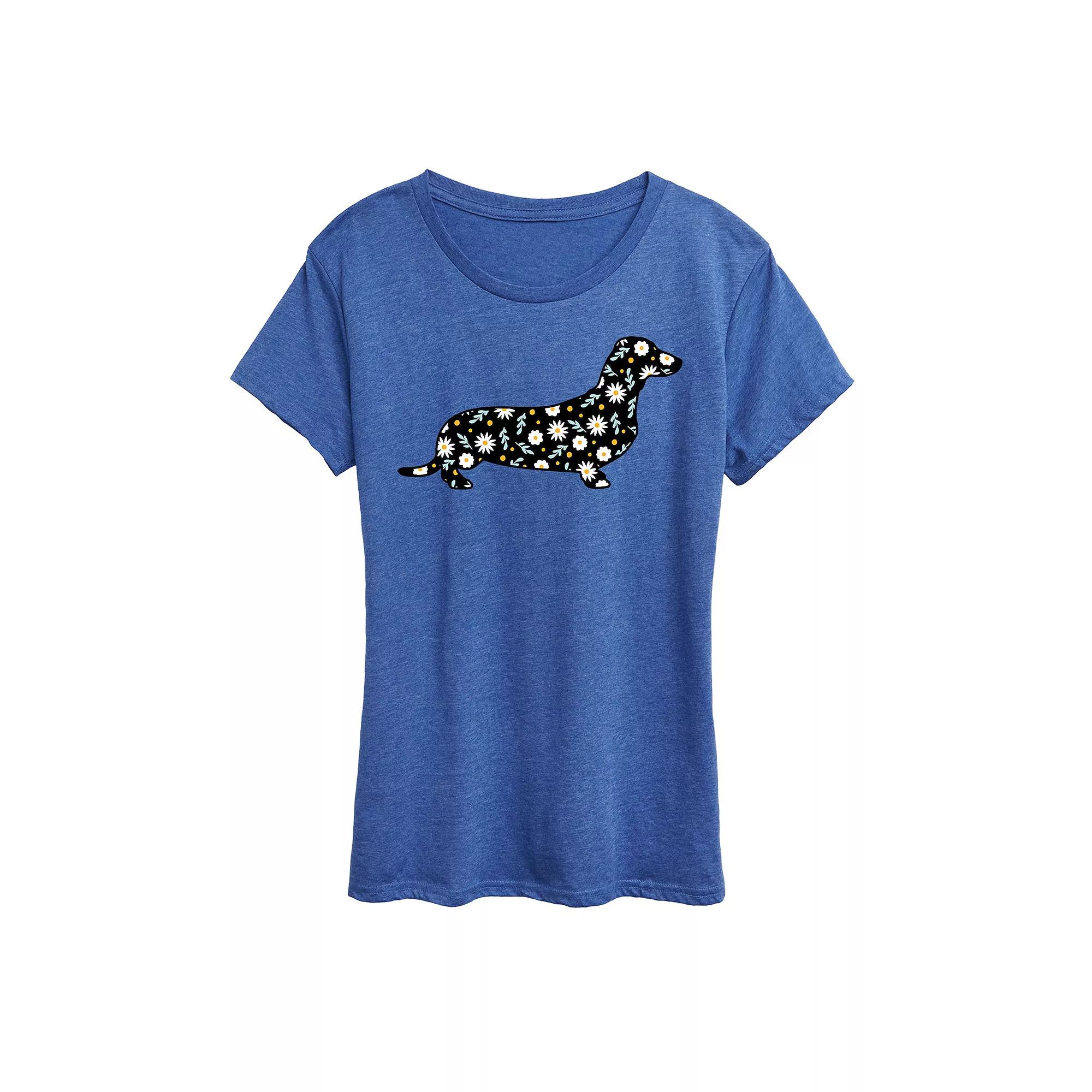 Women's Daisy Fill Dachshund Graphic Tee,  Product Image