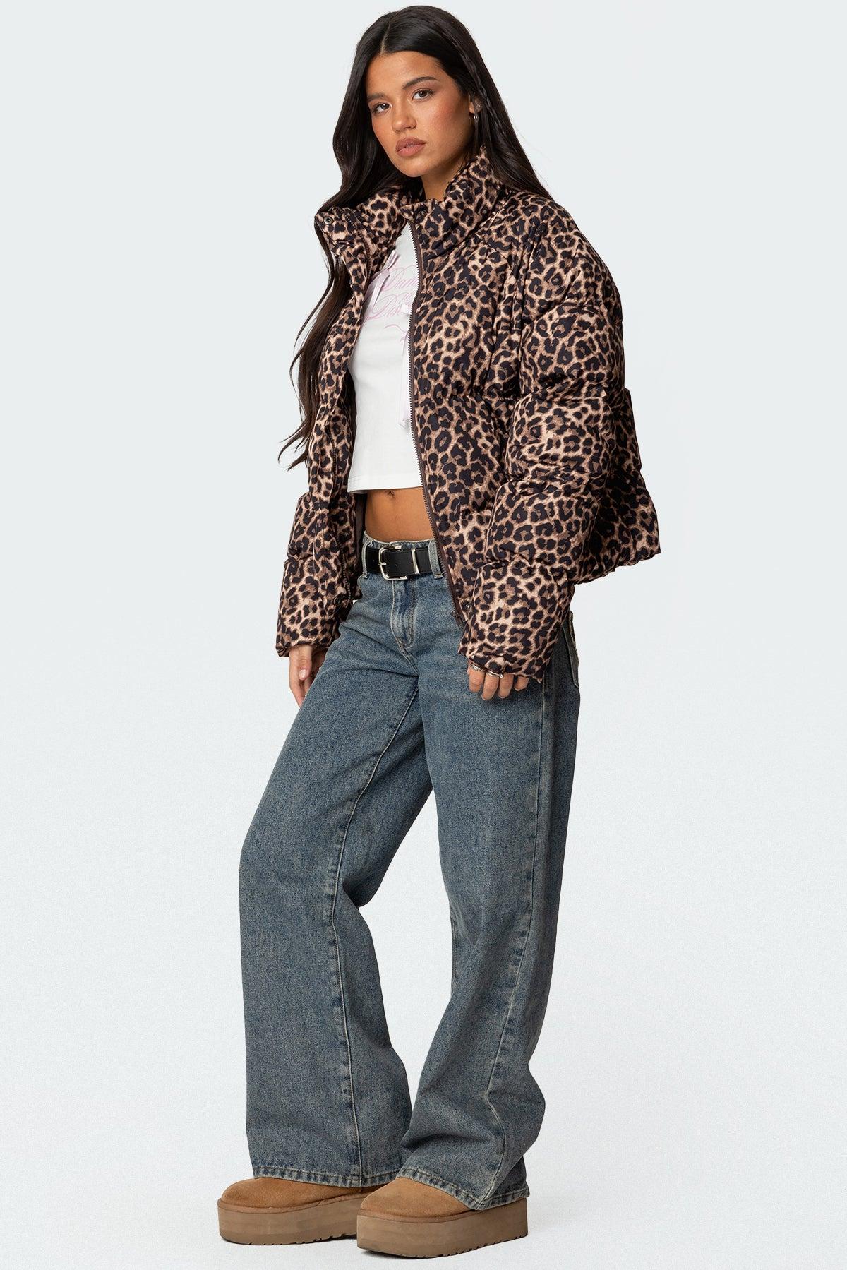 Dalya Leopard Printed Puffer Jacket Product Image