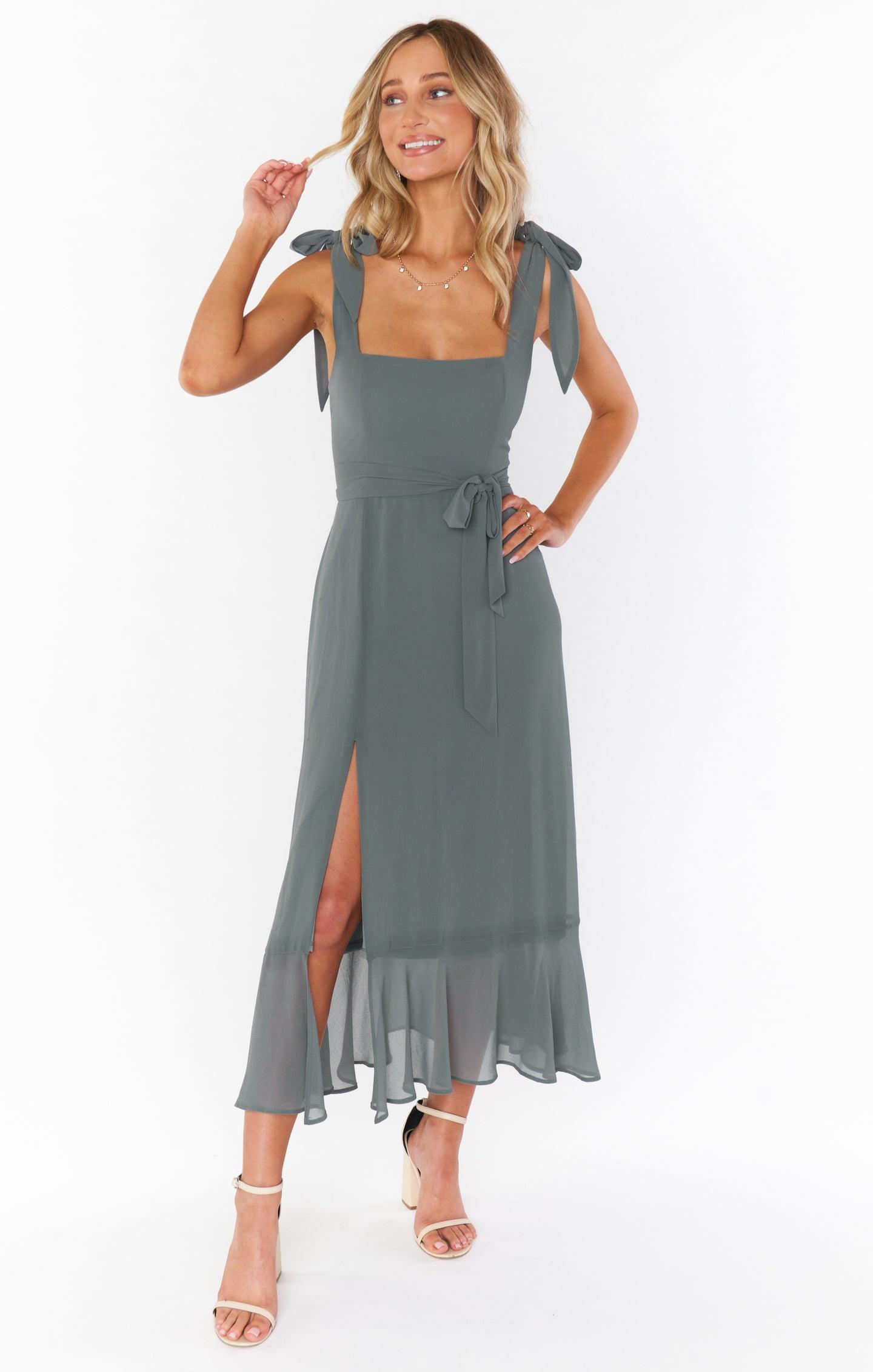 Claire Midi Dress ~ Deep Sage Chiffon Product Image