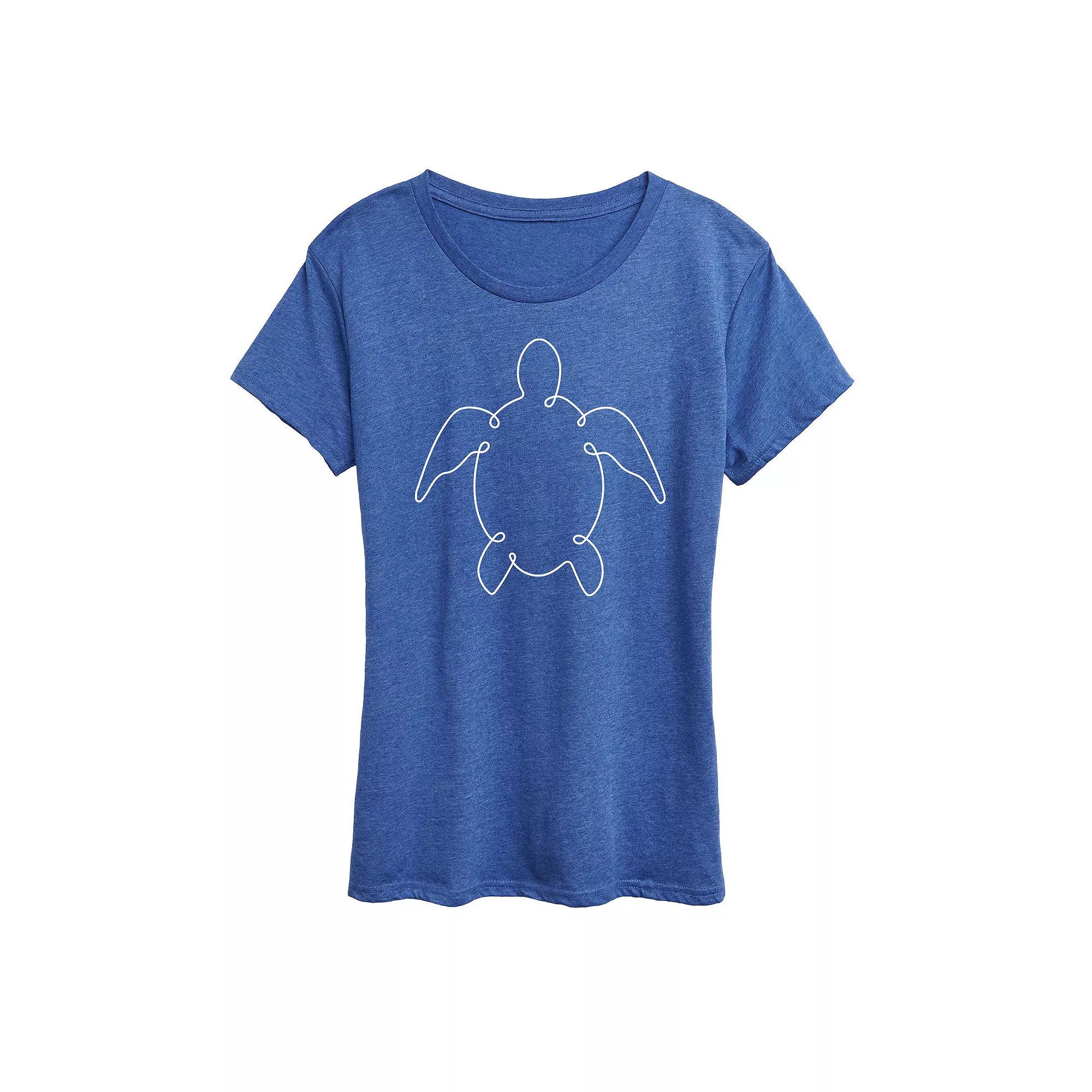Women's Line Drawing Sea Turtle Graphic Tee,  Product Image