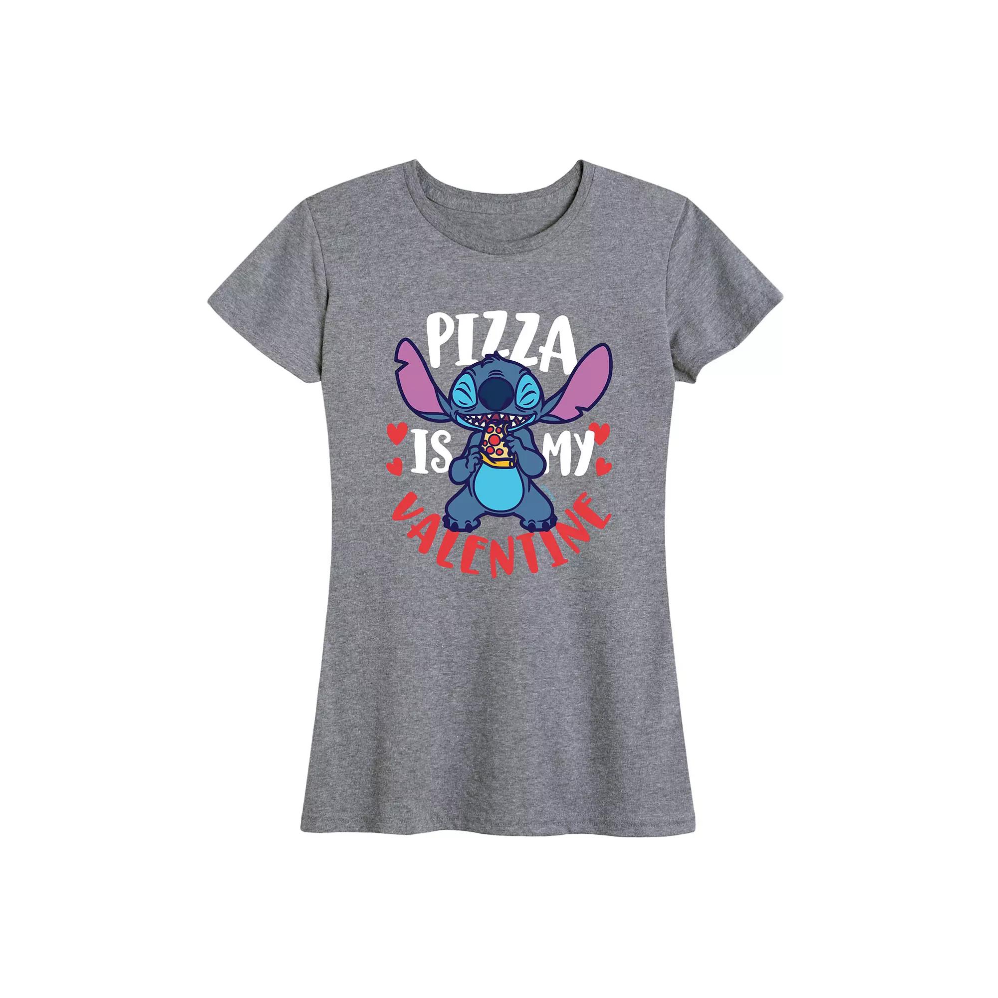 Disney's Lilo & Stitch Women's Pizza Valentine Graphic Tee,  Product Image