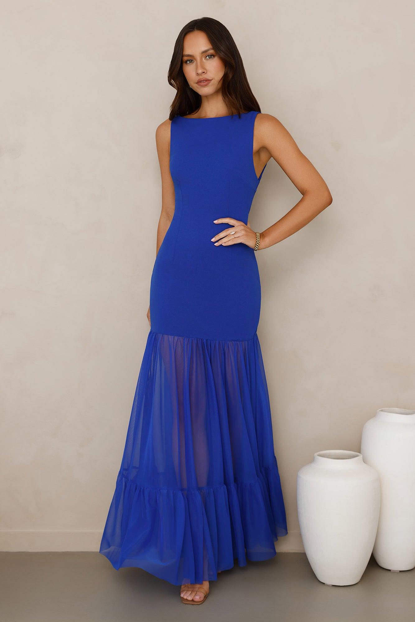 Chic Whispers Maxi Dress Blue Product Image