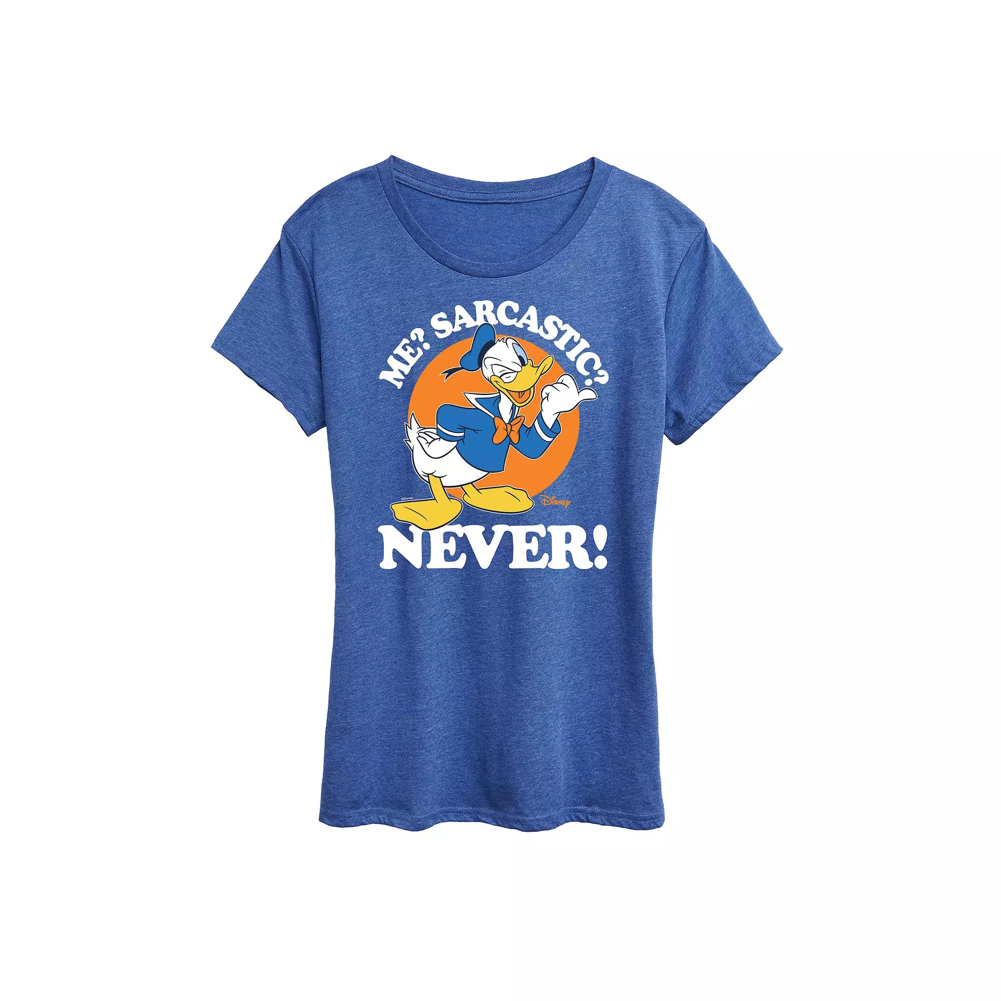 Disney's Donald Duck Women's Me Sarcastic Never Graphic Tee,  Product Image