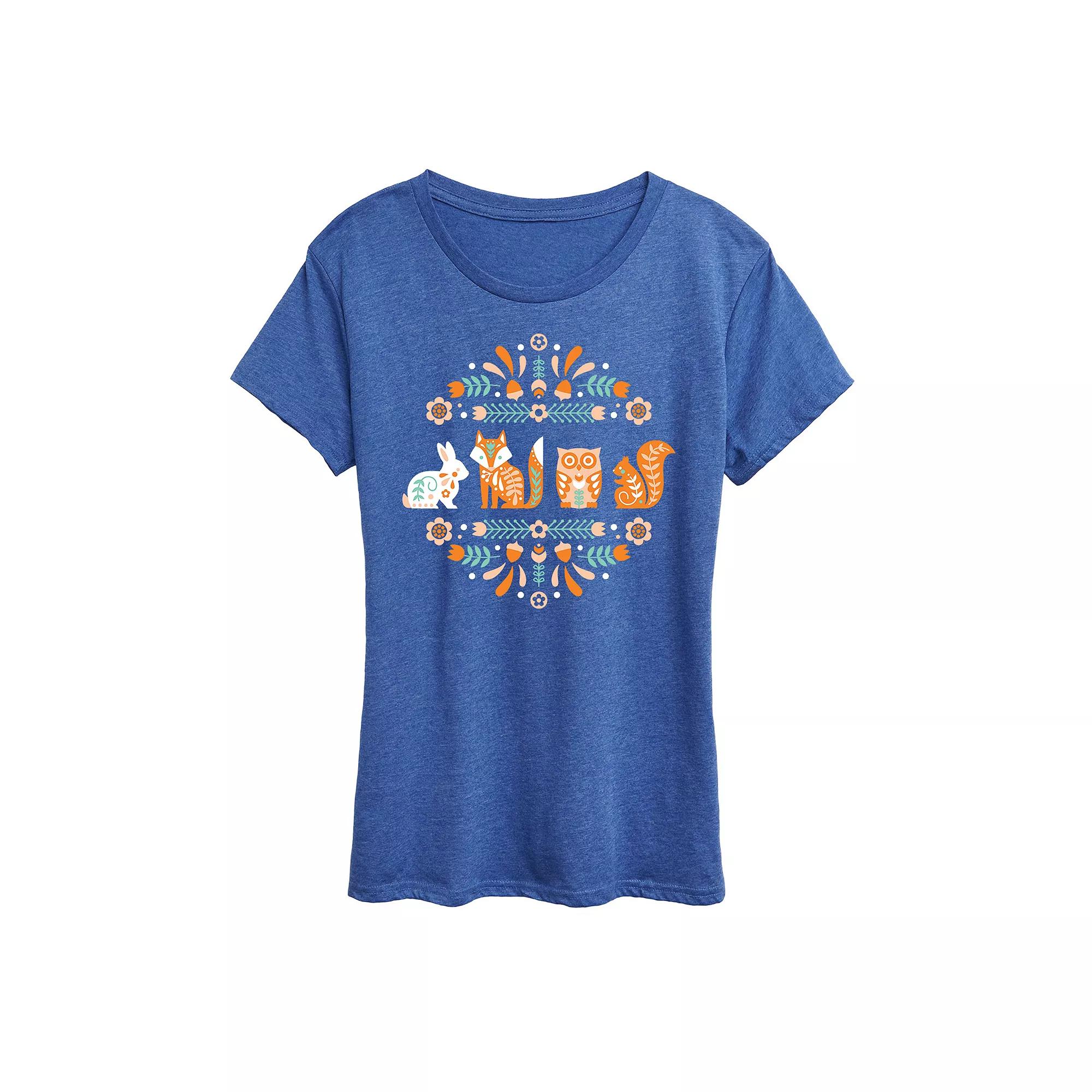 Women's Scandinavian Woodland Creatures Graphic Tee,  Product Image