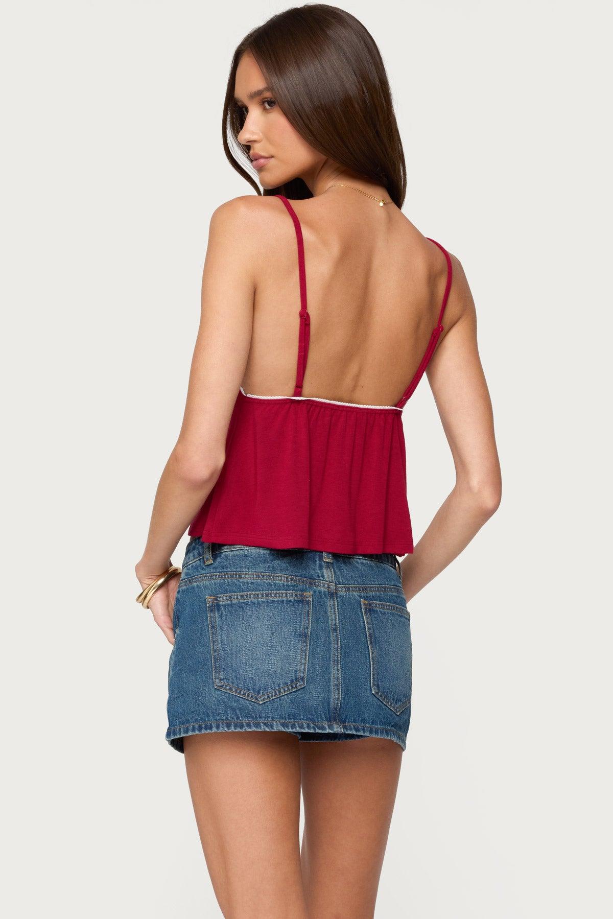 Kellyn Button Contrast Babydoll Top Product Image