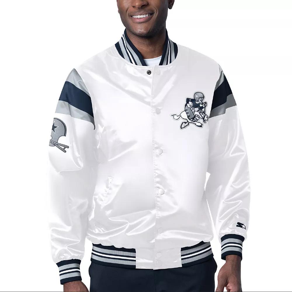 Men's Starter White Dallas Cowboys Satin Varsity Full-Snap Jacket, Size: XL Product Image