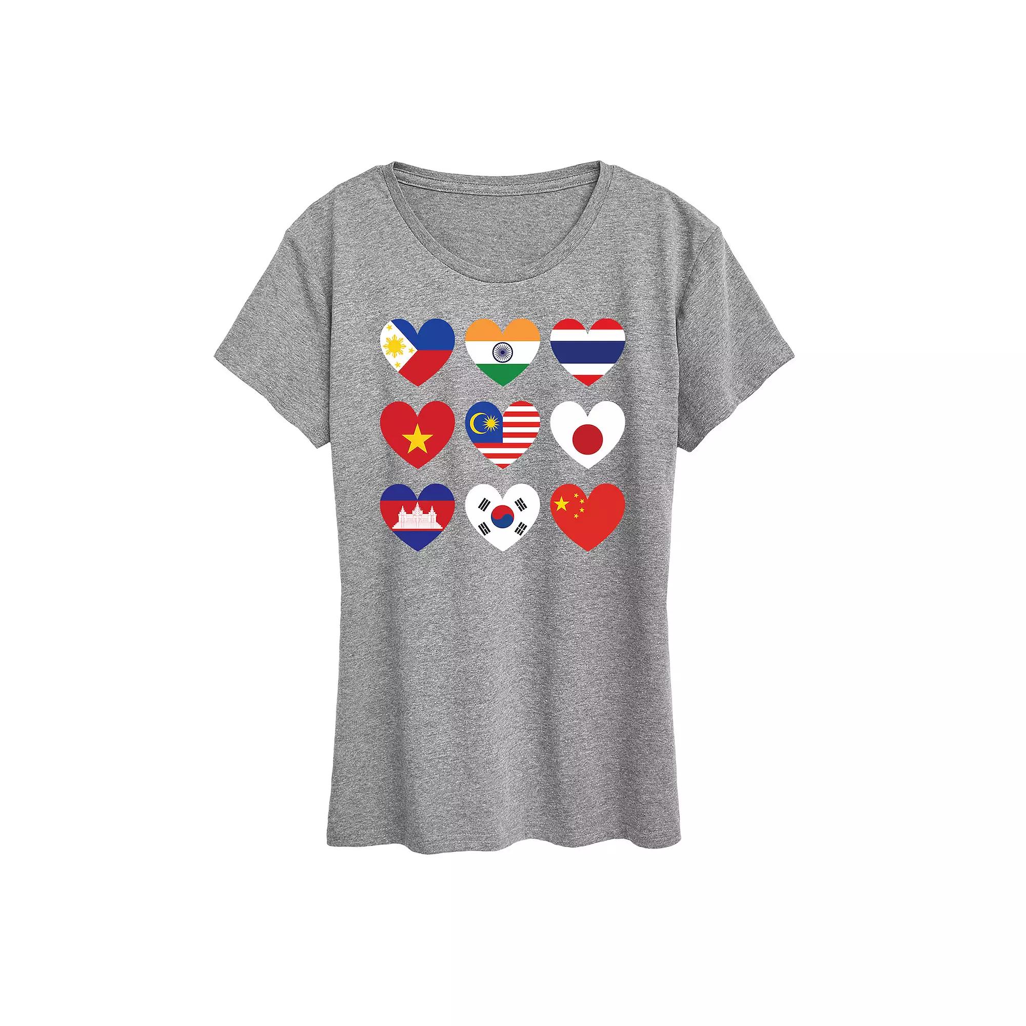 Women's AAPI Heart Flags Graphic Tee,  Product Image
