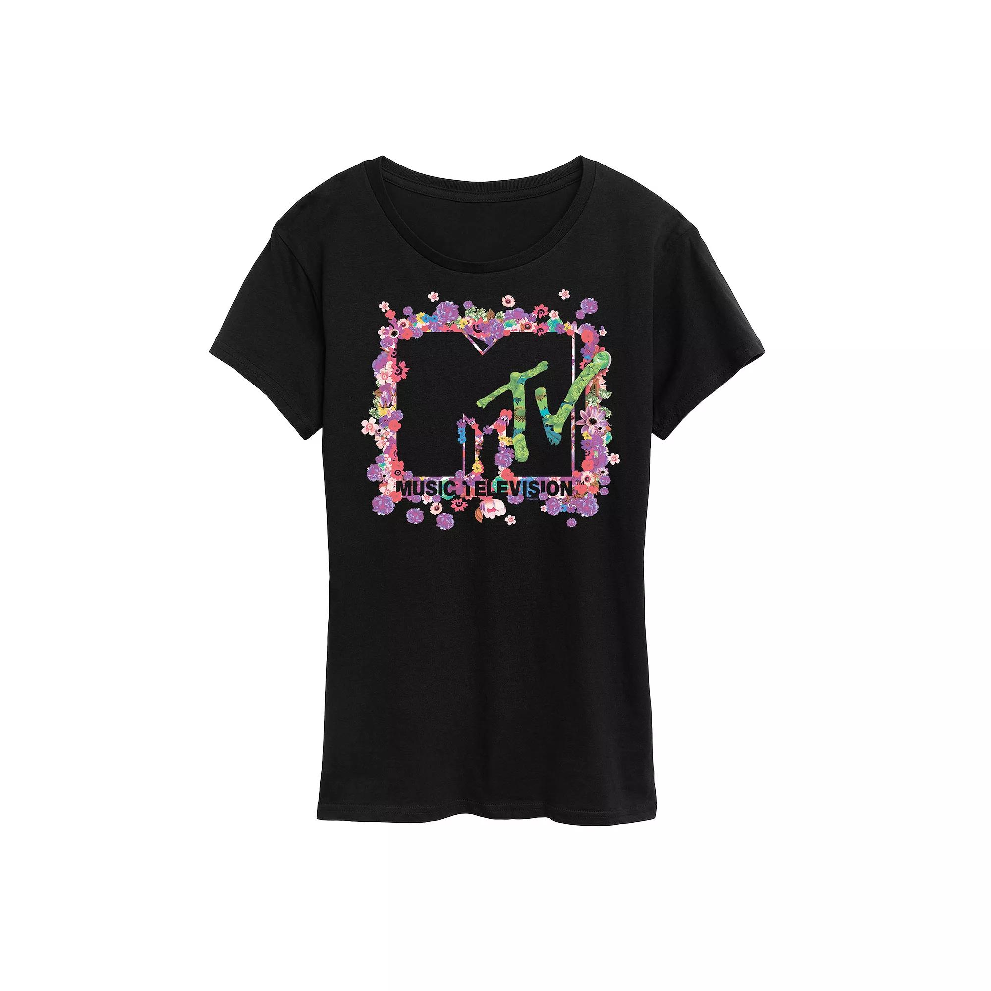 Women's MTV Floral Logo Graphic Tee,  Product Image