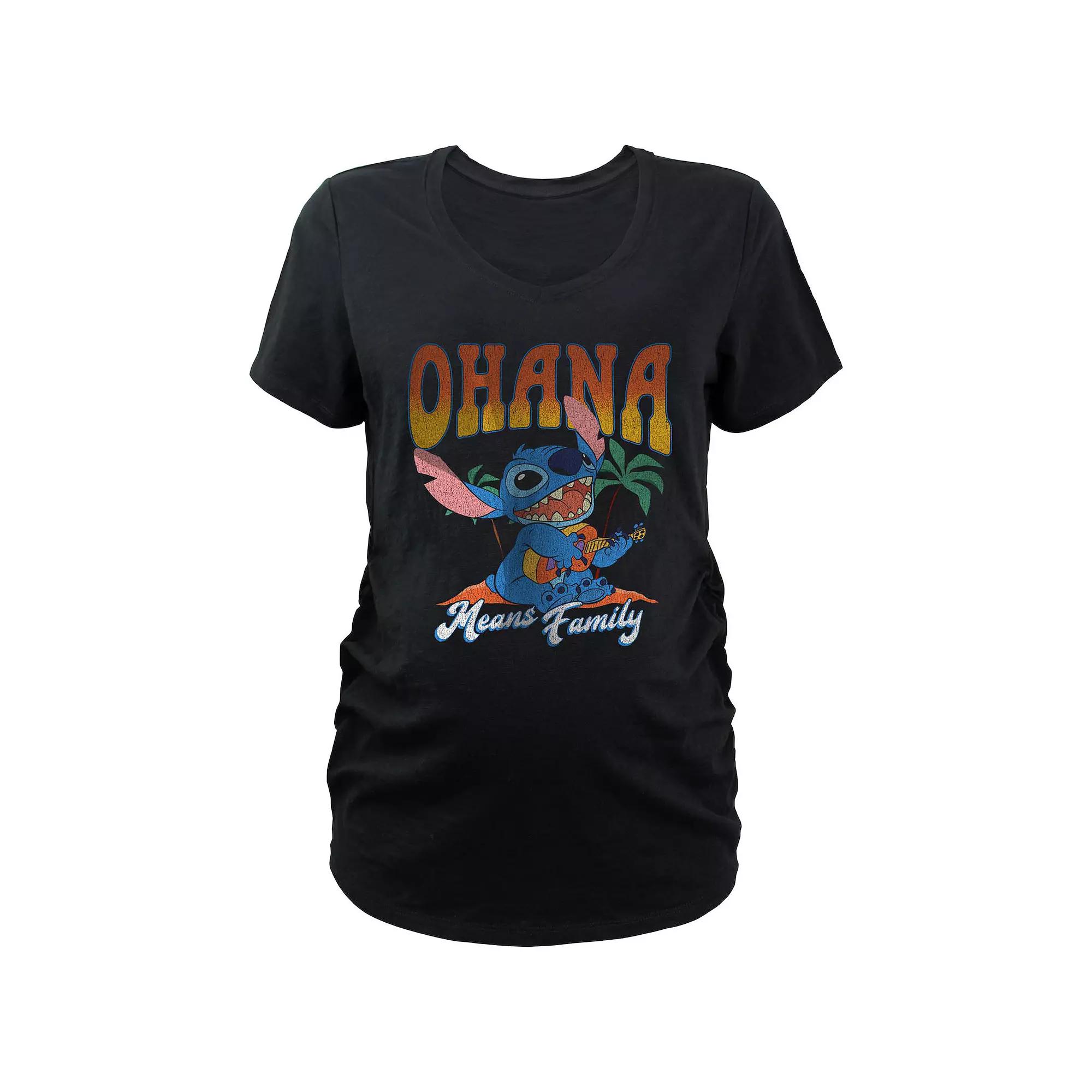 Disneys Lilo & Stitch Ohana Means Family Stitch Maternity Graphic Tee, Womens Product Image