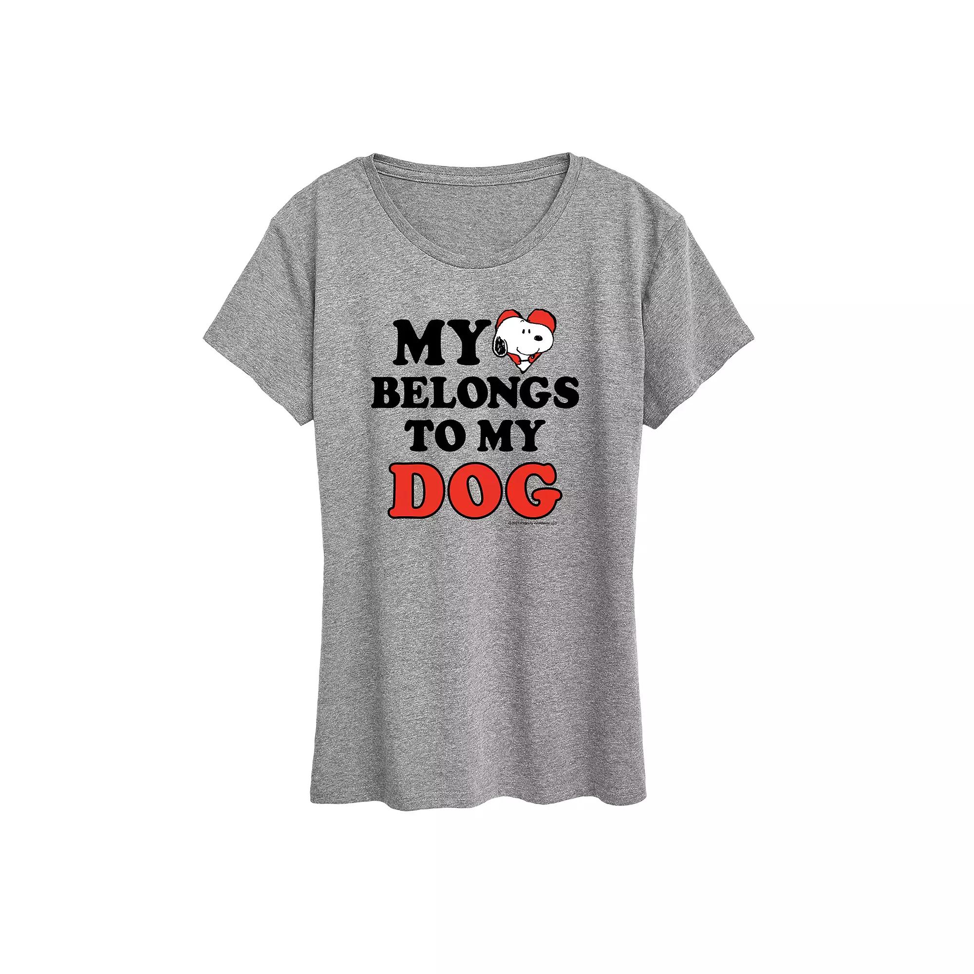 Women's Peanuts Snoopy Heart Belongs Dog Graphic Tee,  Product Image