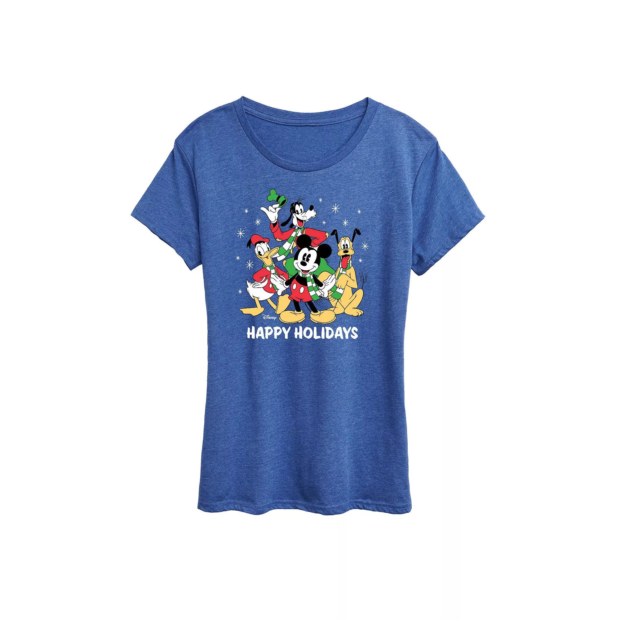 Disney's Mickey and Friends Women's Happy Holidays Group Graphic Tee, Girl's,  Product Image