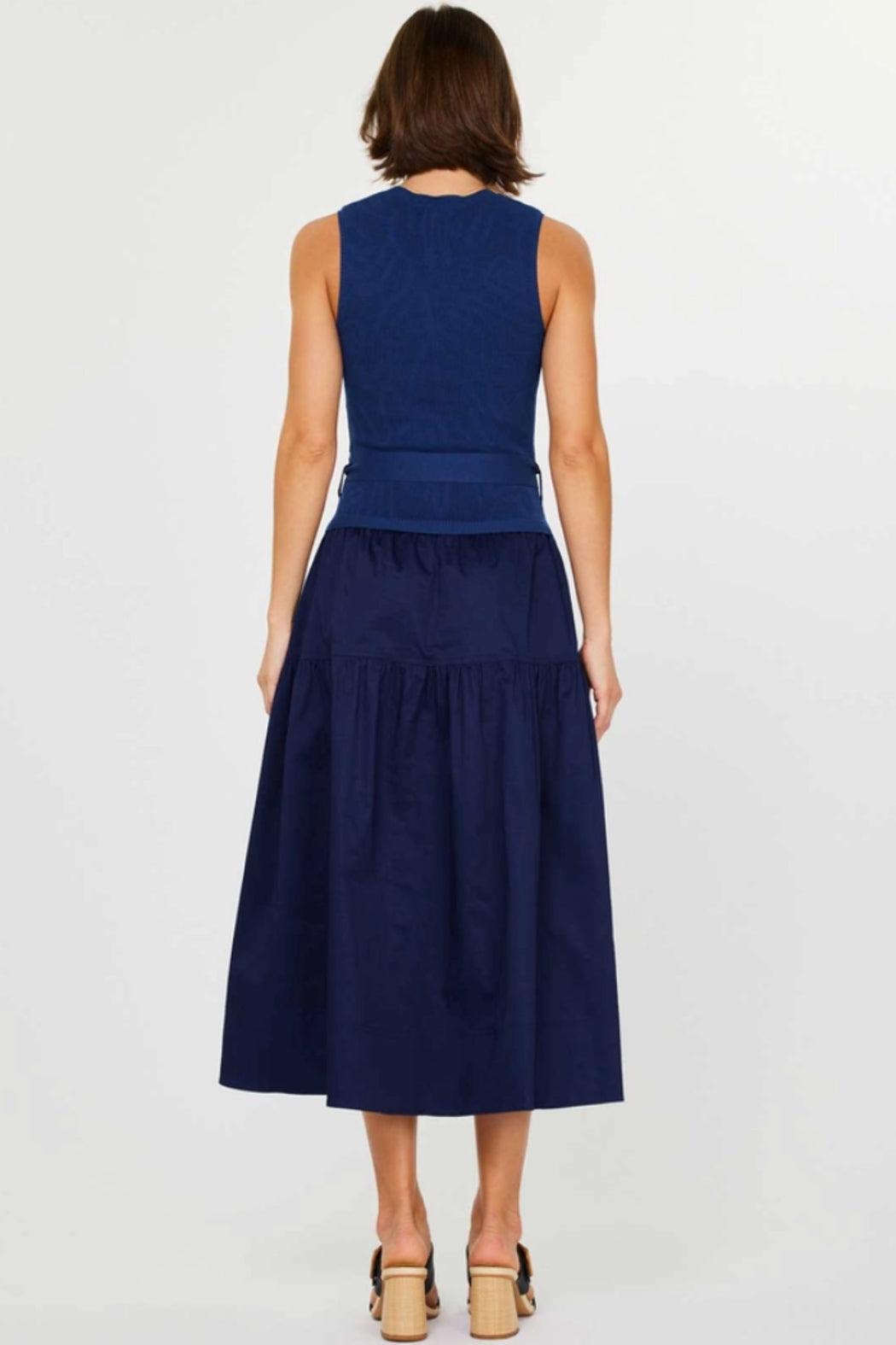 Abstract Pattern Knit & Tiered Skirt Midi Dress Product Image