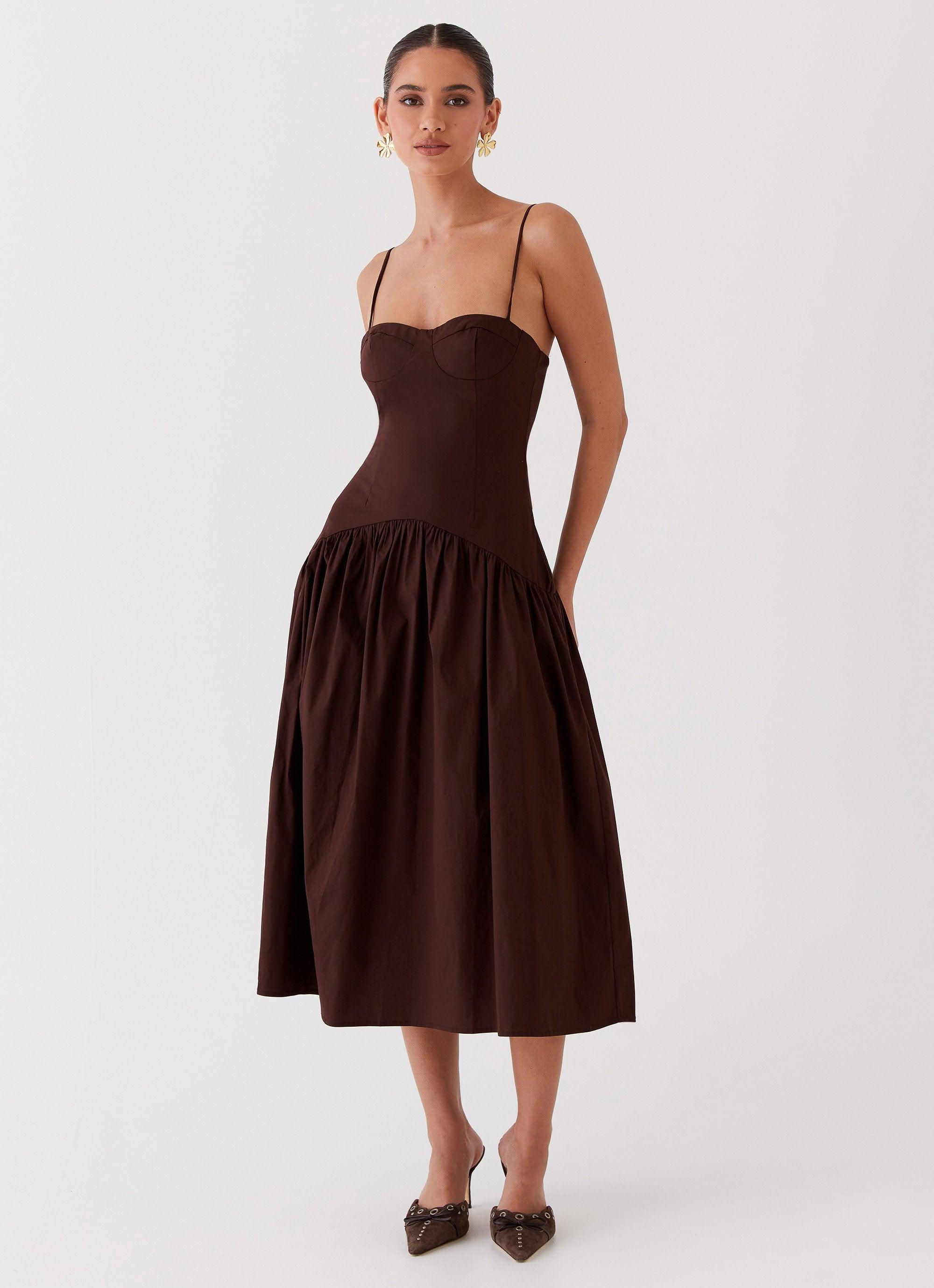 Yvette Corset Midi Dress - Chocolate Product Image