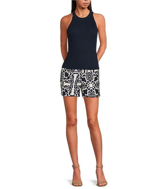 Skies Are Blue Rib Knit High Neck Sleeveless Halter Tank Product Image