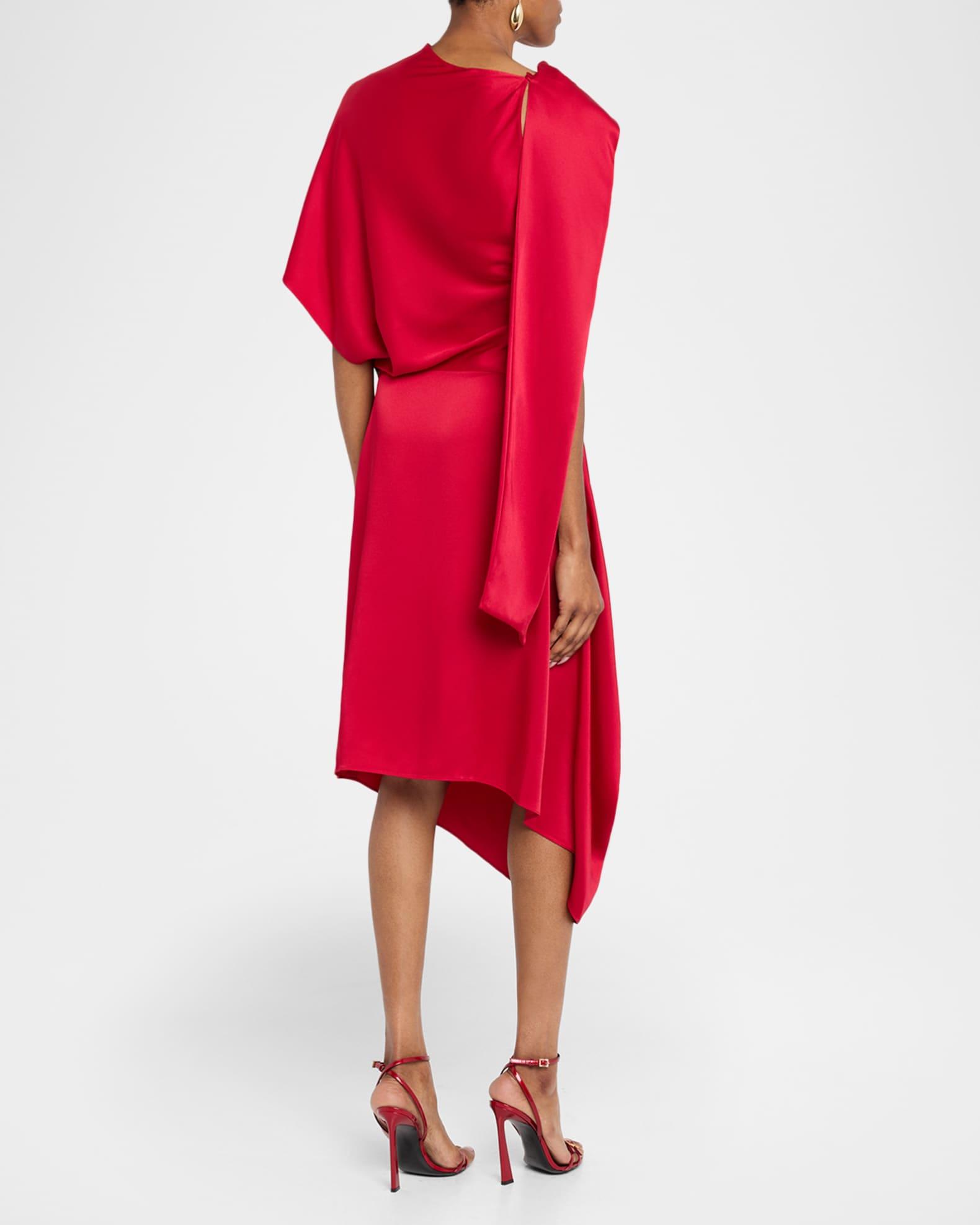 Satin Asymmetric Midi Dress Product Image