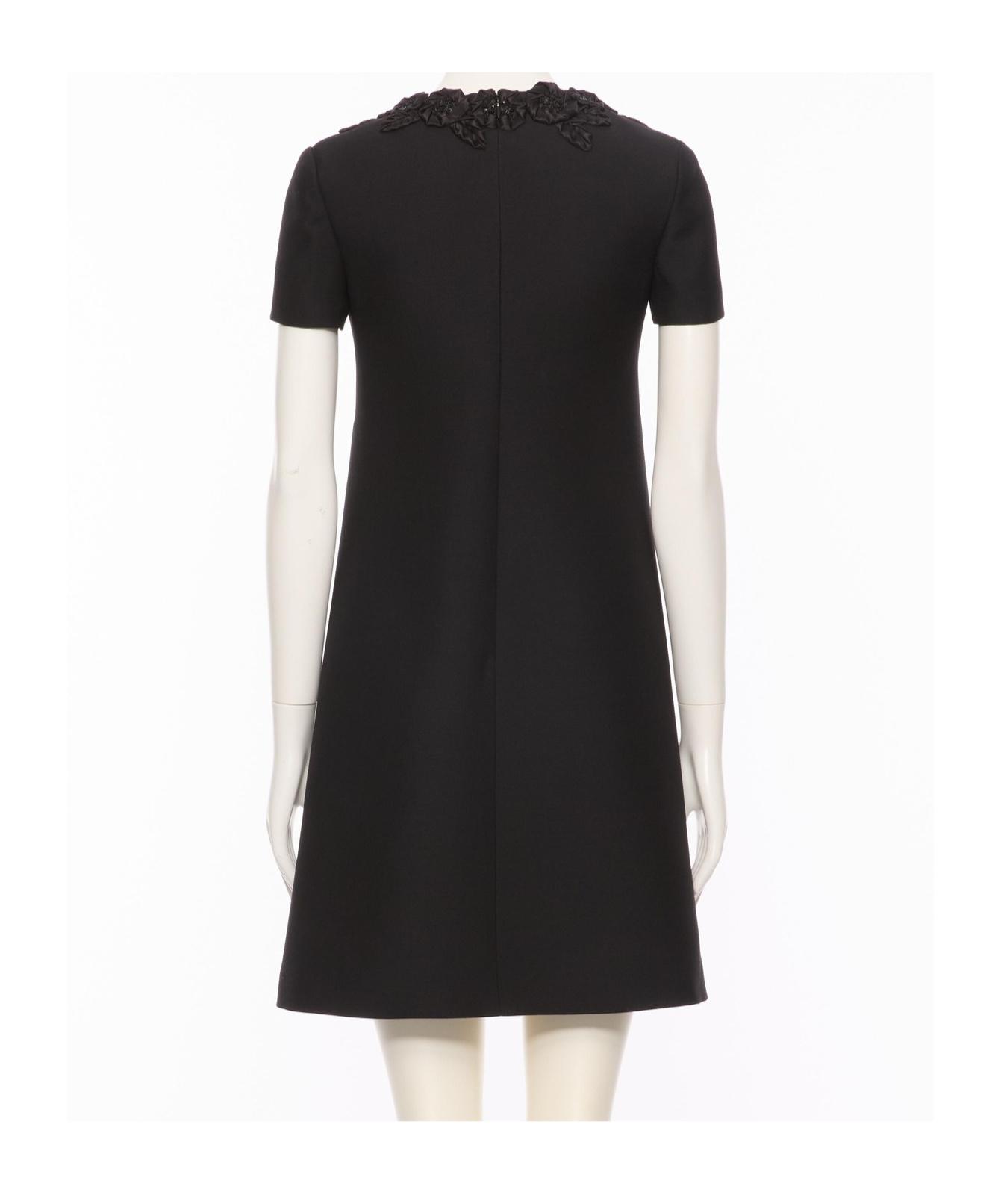 VALENTINO Embellished Silk-trimmed Wool And Silk-blend Crepe Mini Dress In Black Product Image
