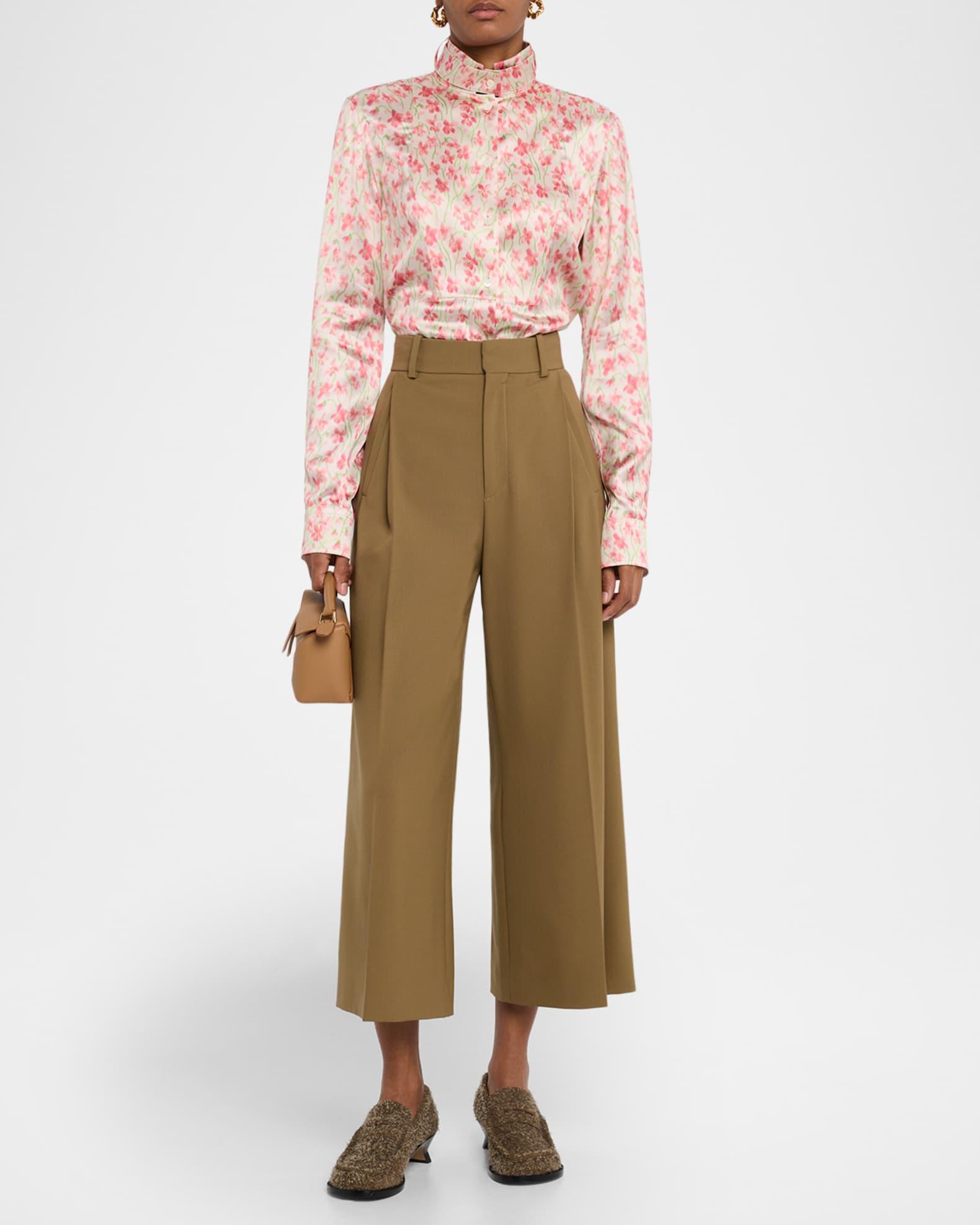 Floral Print Satin Button-Down Overshirt Product Image