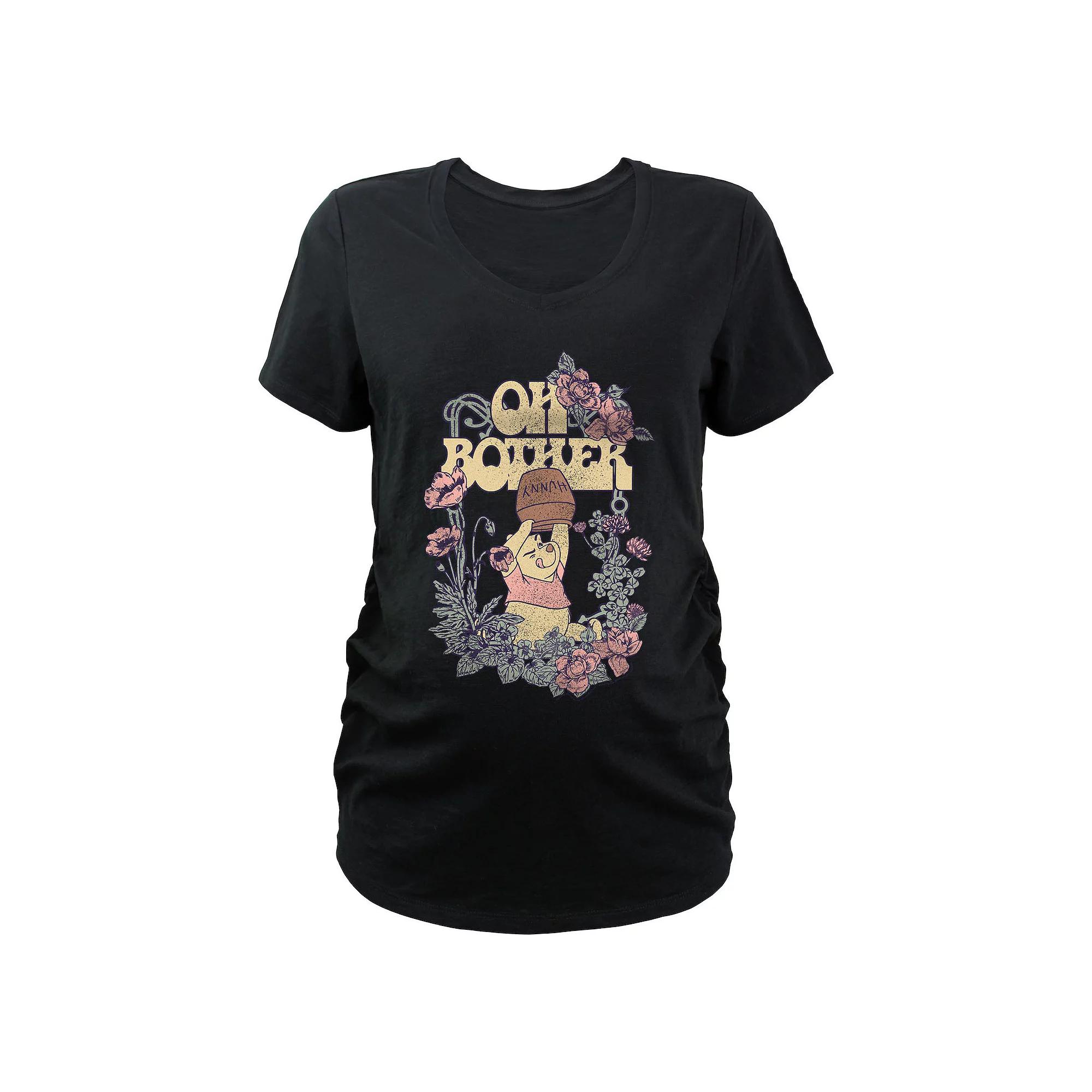 Disney's Winnie The Pooh Oh Bother Honey Pot Flower Frame Maternity Graphic Tee, Women's,  Product Image