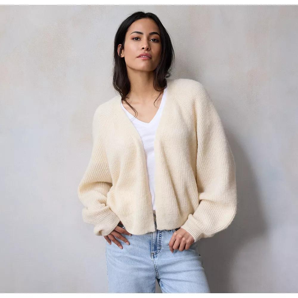 Women's LC Lauren Conrad Knit Shaker Stitch Open Cardigan, Size: XXL, Soft Pink Product Image