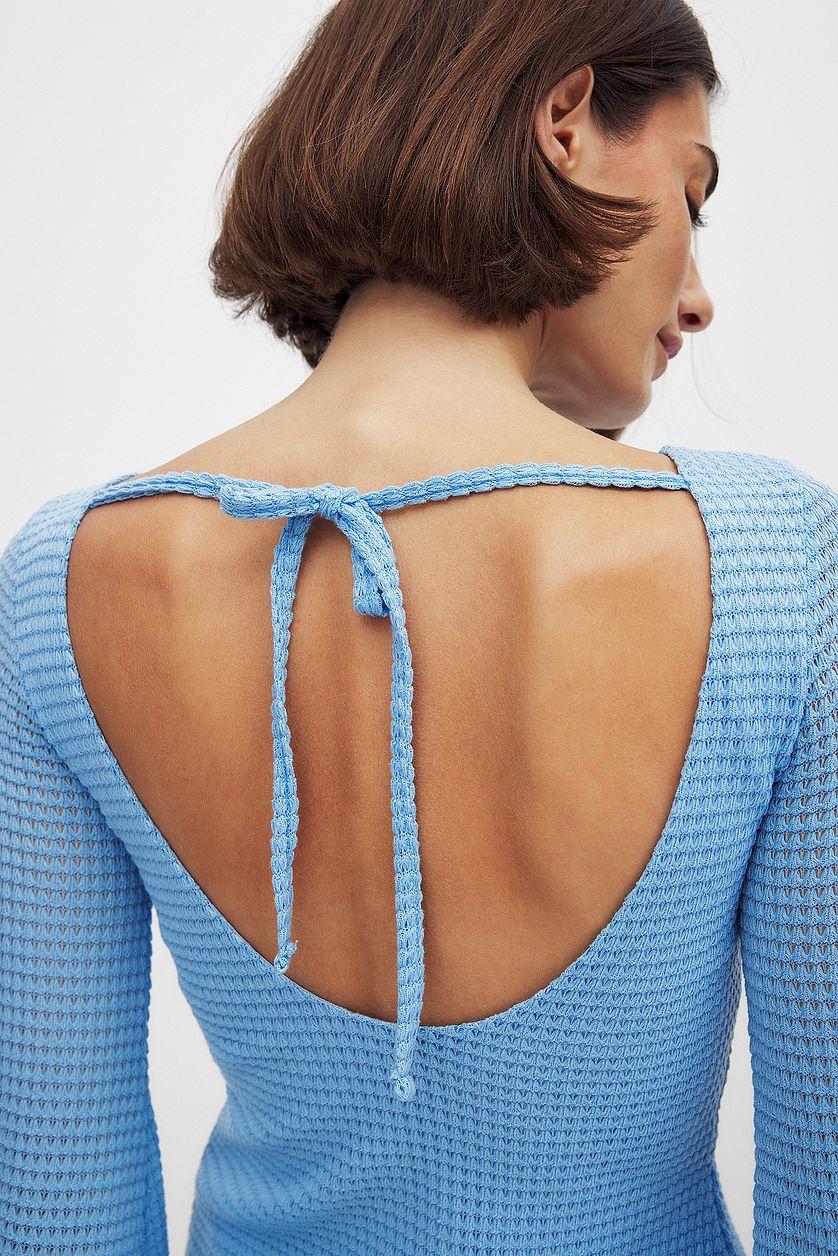 Open Back Mini Dress Blue Product Image