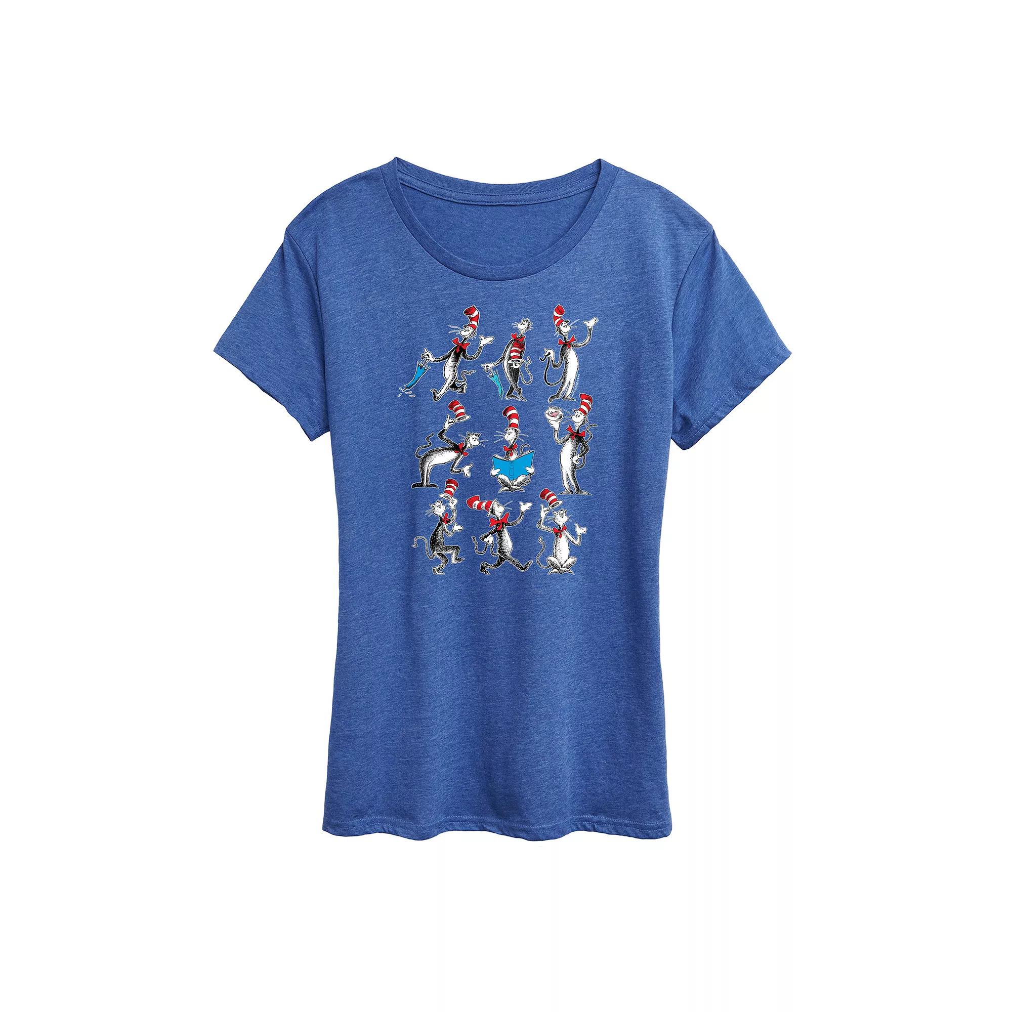 Women's Dr. Seuss Cat Hat Grid Graphic Tee,  Product Image