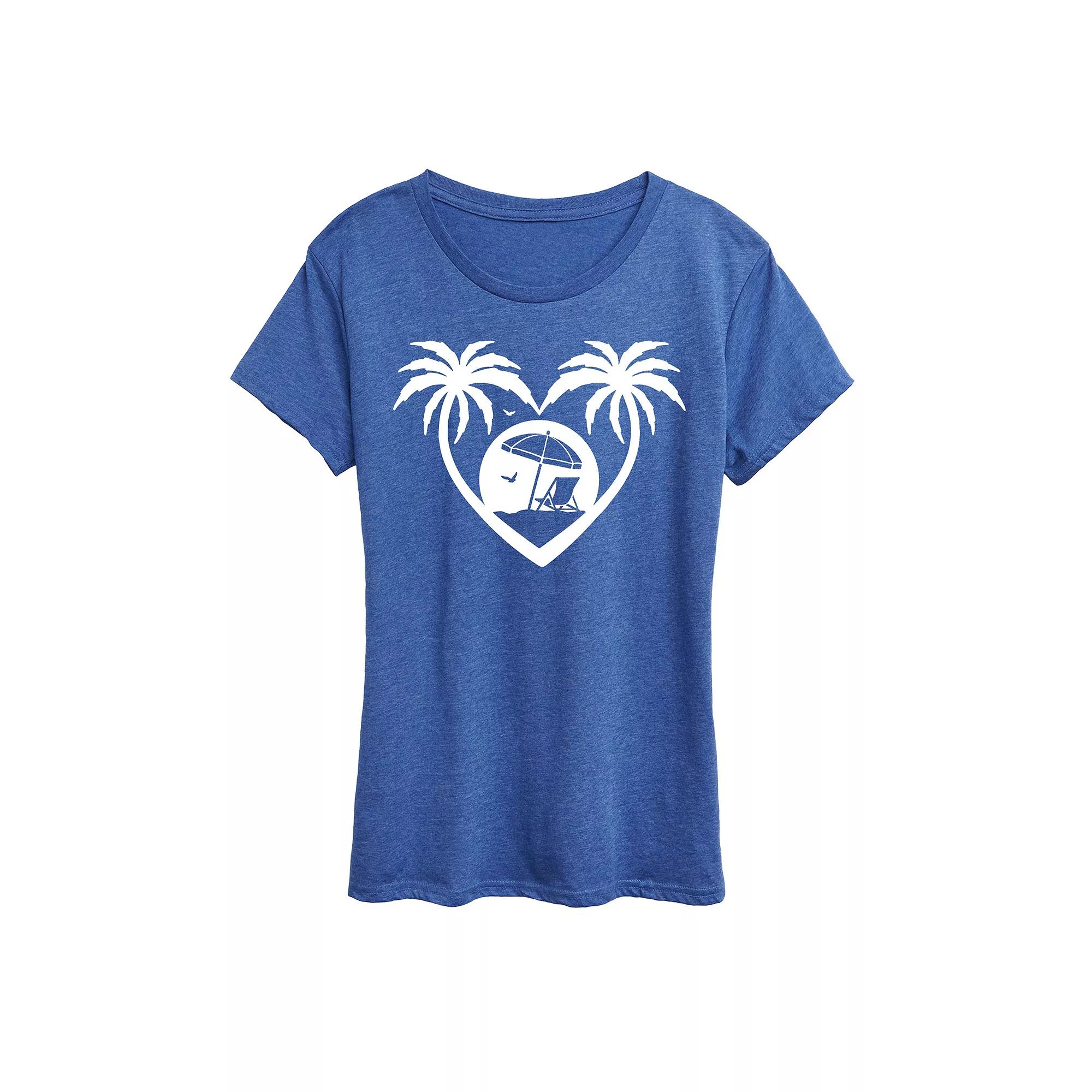 Women's Palm Trees Heart Scene Graphic Tee,  Product Image