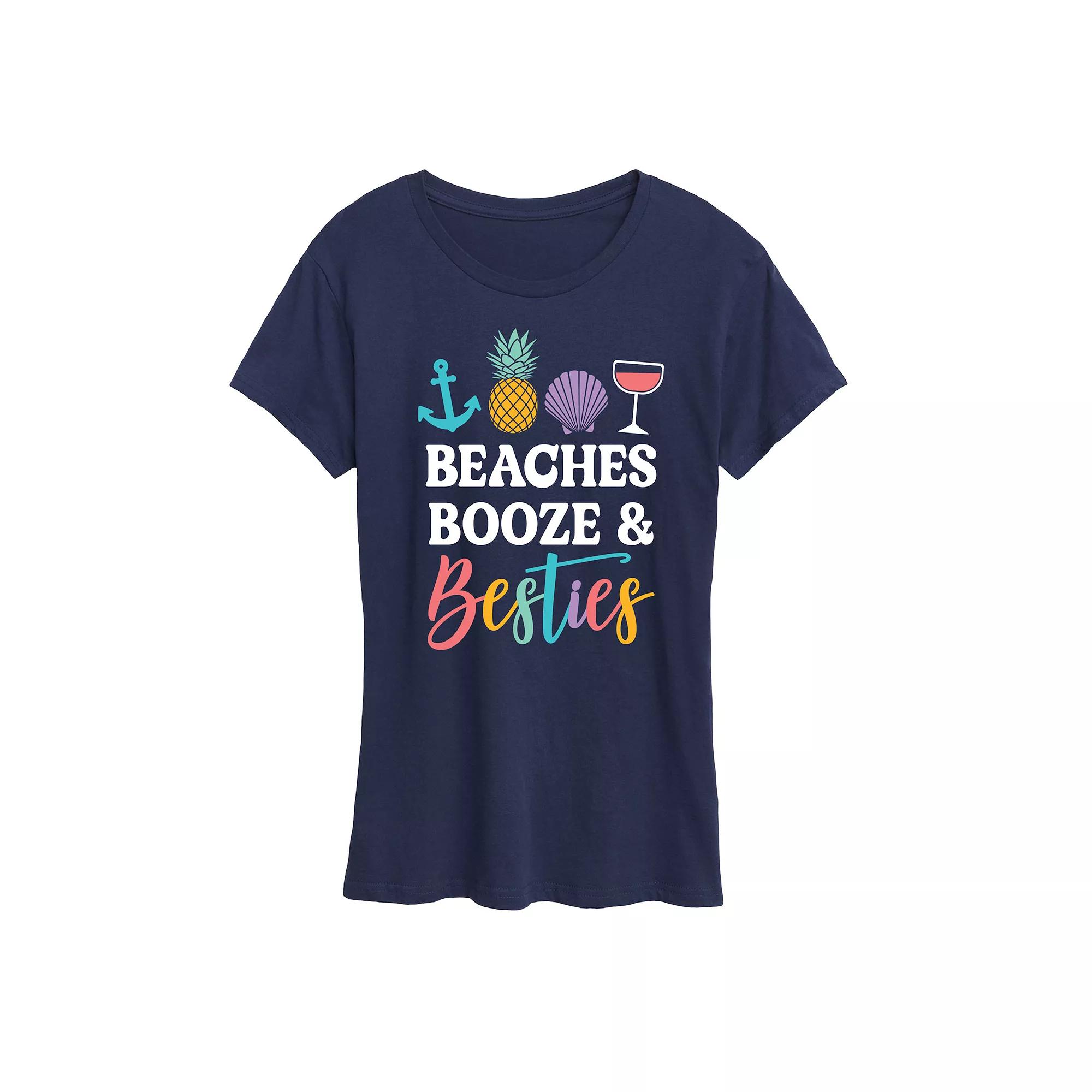 Women's Beaches Booze And Besties Graphic Tee,  Product Image