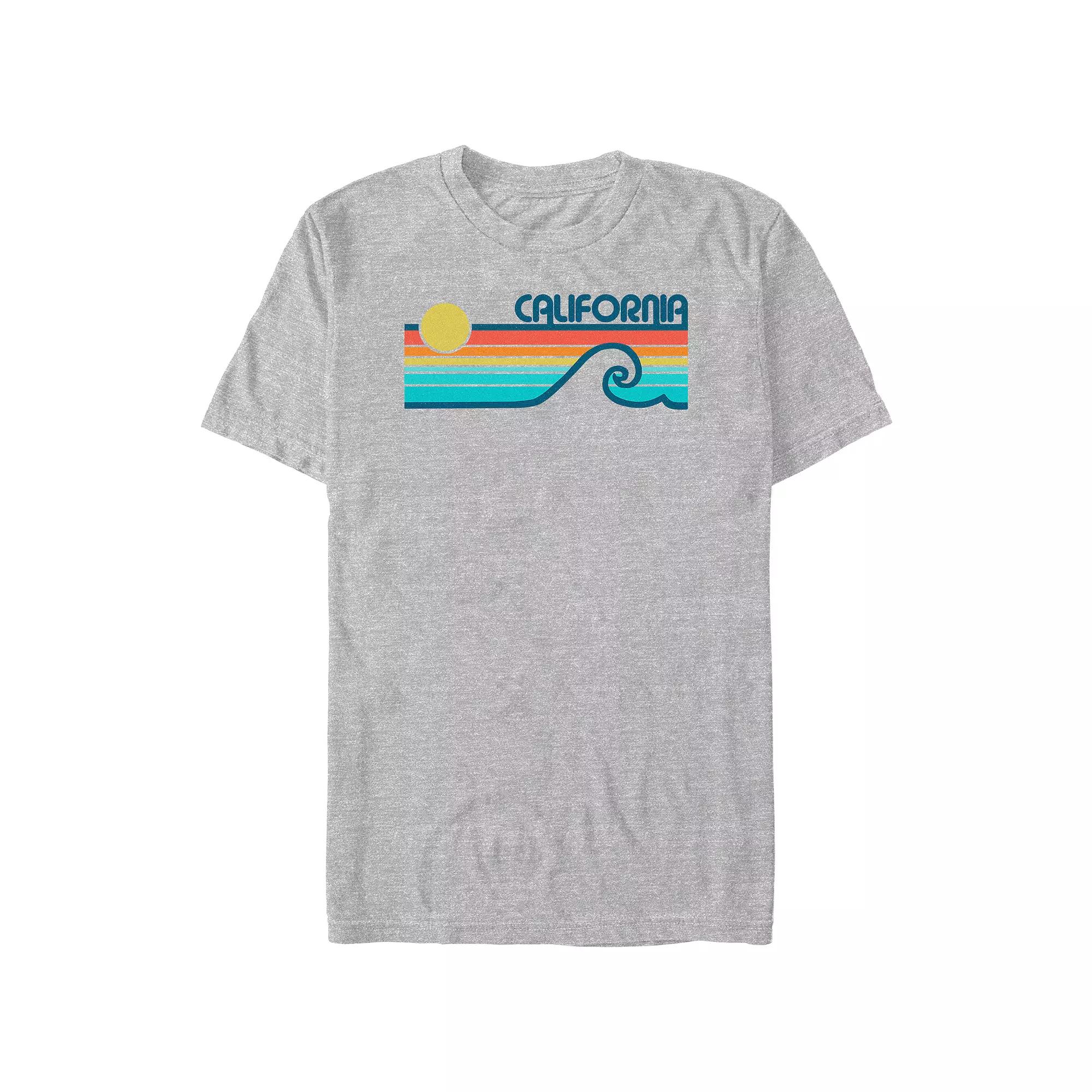 Big & Tall California Retro Sunset And Wave Graphic Tee, Men's, Size: Large Tall, Athletic Grey Product Image