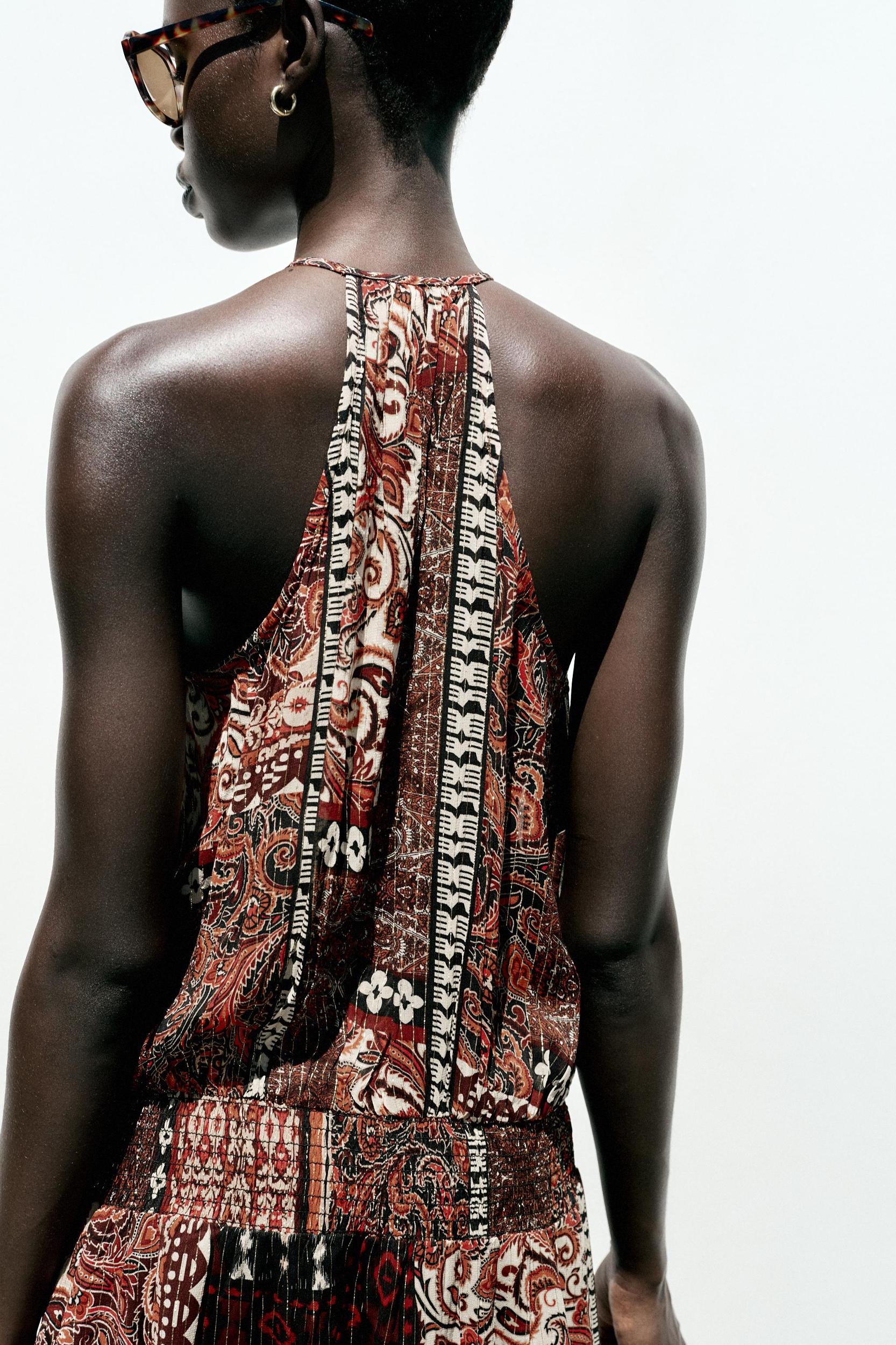 METALLIC THREAD PRINT DRESS Product Image