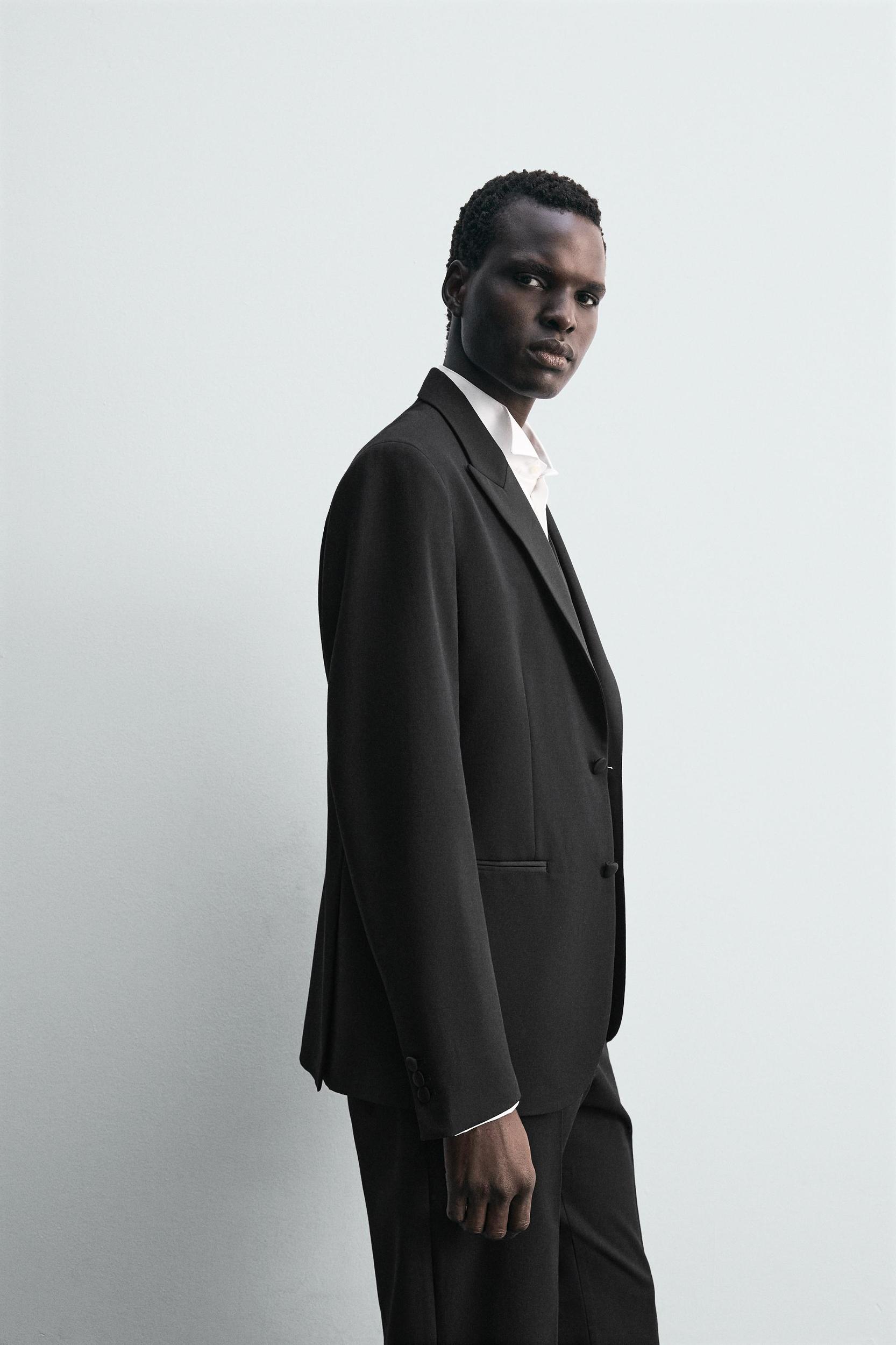 WOOL BLEND TUXEDO SUIT BLAZER Product Image