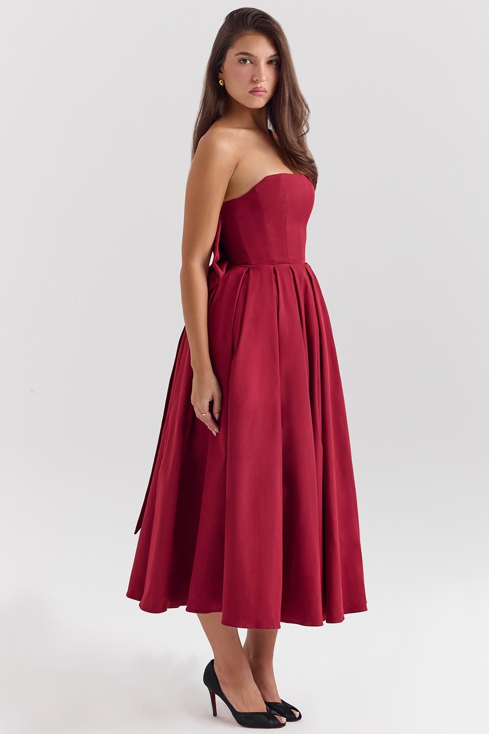 Pandora  berry strapless detachable bow midi dress Product Image