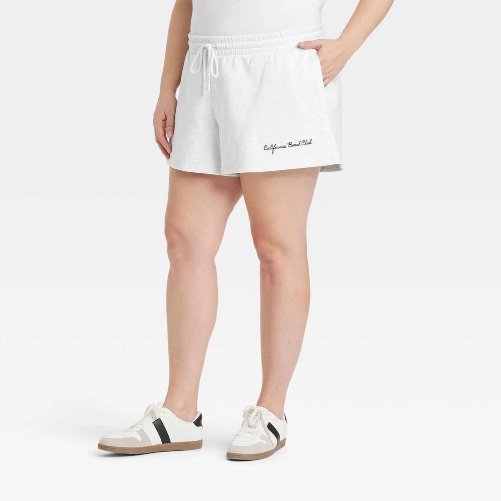 Women's Leisure Studio Mid-Rise Fleece Shorts - Universal Thread™ 1X: Cotton Blend, Side Pocket, Knit Fabric Product Image