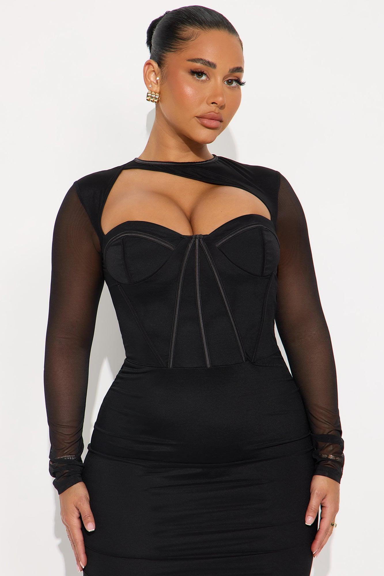 Cocktail Hour Corset Midi Dress - Black Female Product Image