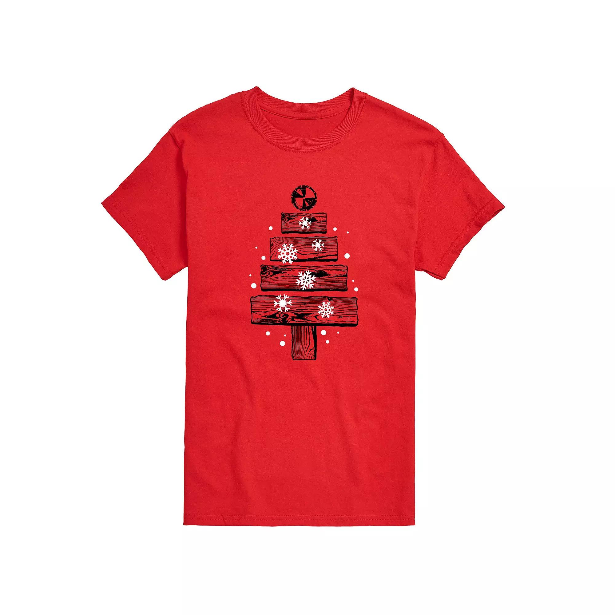 Men's Wood Planks Christmas Tree Graphic Tee,  Product Image