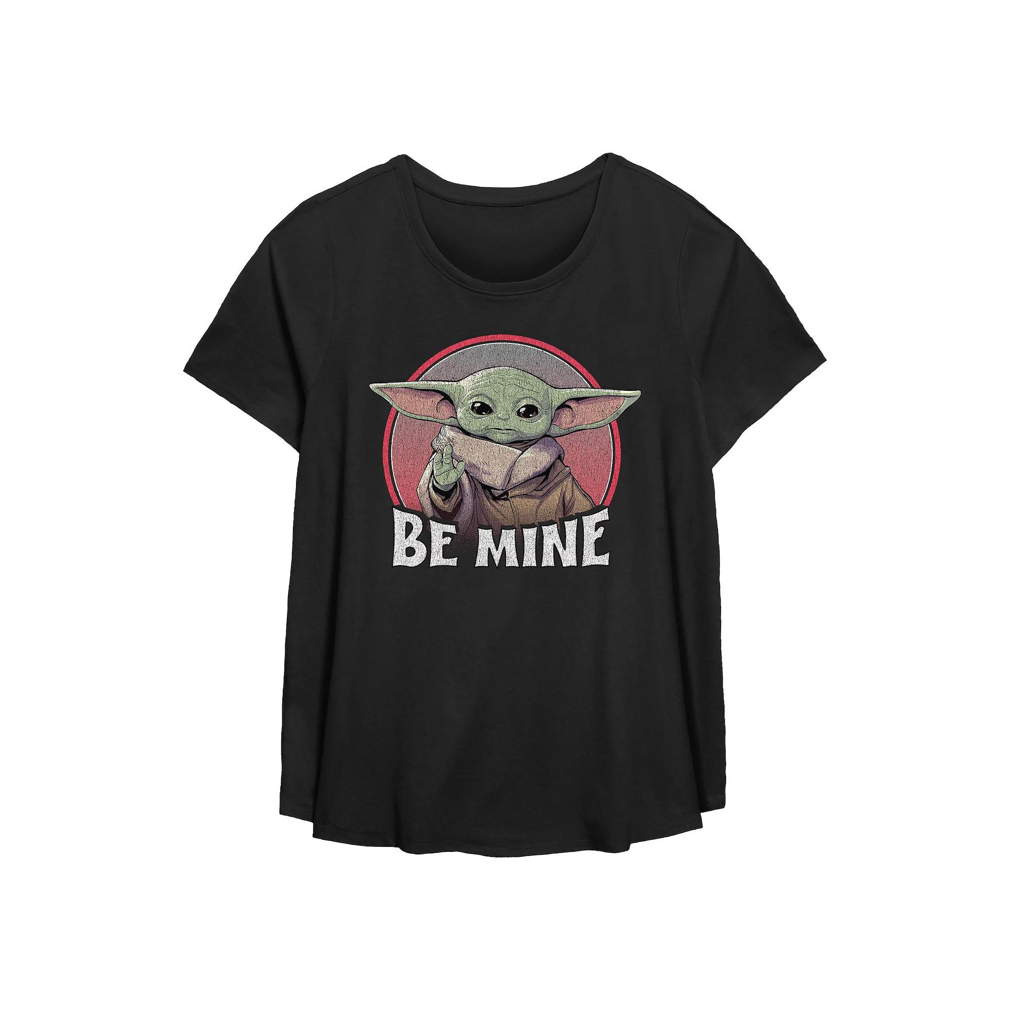 Plus Size Star Wars The Mandalorian The Child Be Mine Flowy Graphic Tee, Women's, Size: 1XL, Black Product Image