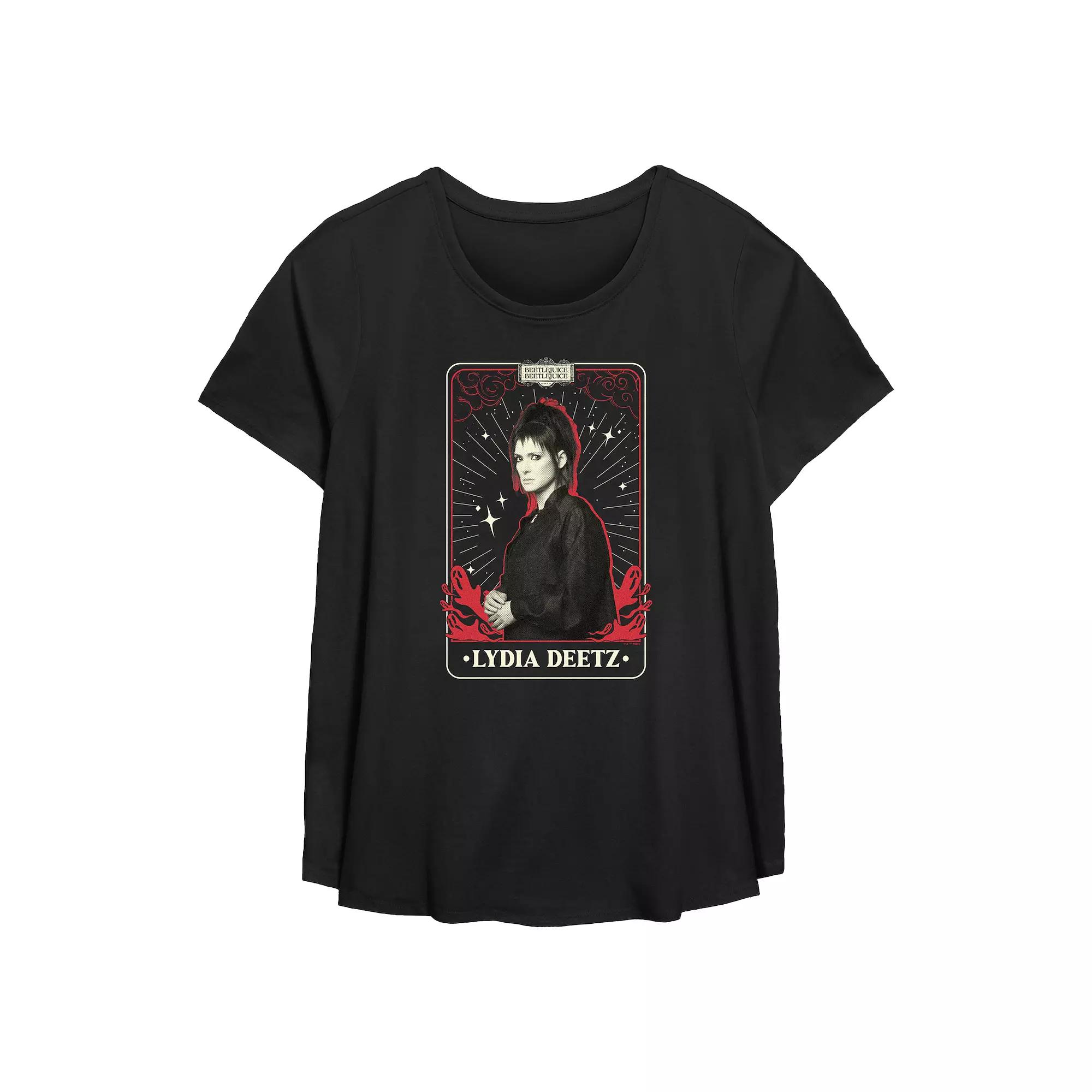 Plus Size Beetlejuice 2 Lydia Deetz Card Flowy Graphic Tee, Women's, Size: 1XL, Black Product Image
