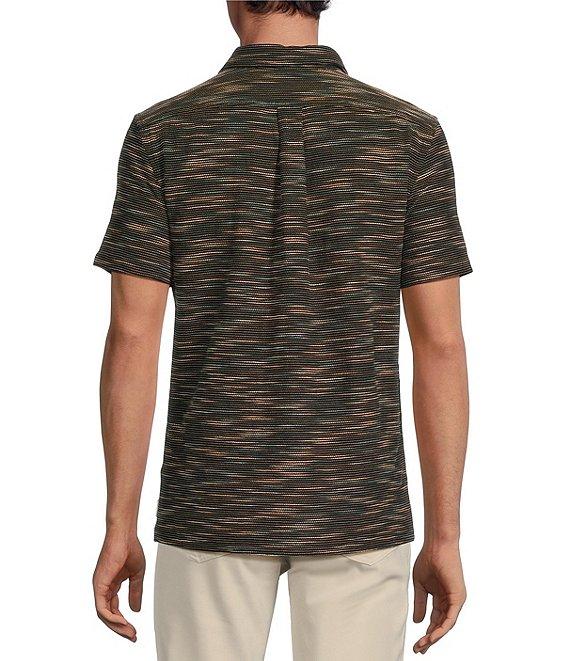 Rowm Big & Tall Outsider's Oasis Short Sleeve Space Dyed Textured Horizontal Striped Shirt Product Image