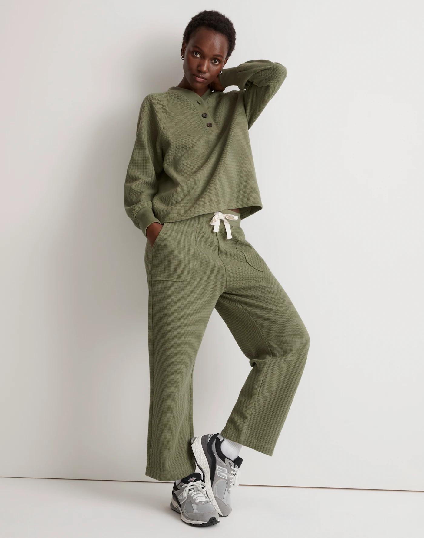 Textured Waffle Straight Sweatpants Product Image