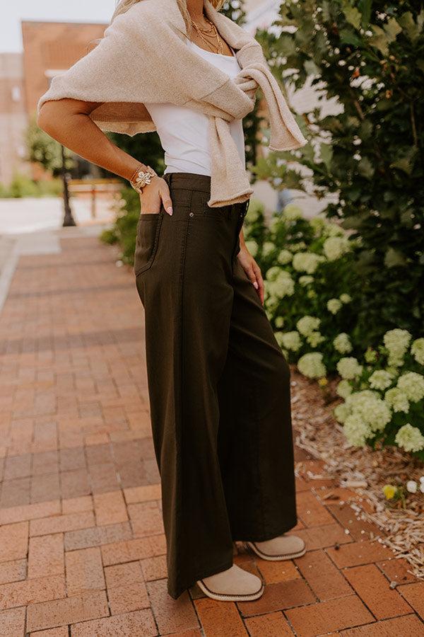 The Phoebe High Waist Wide Leg Pants in Deep Forest Product Image