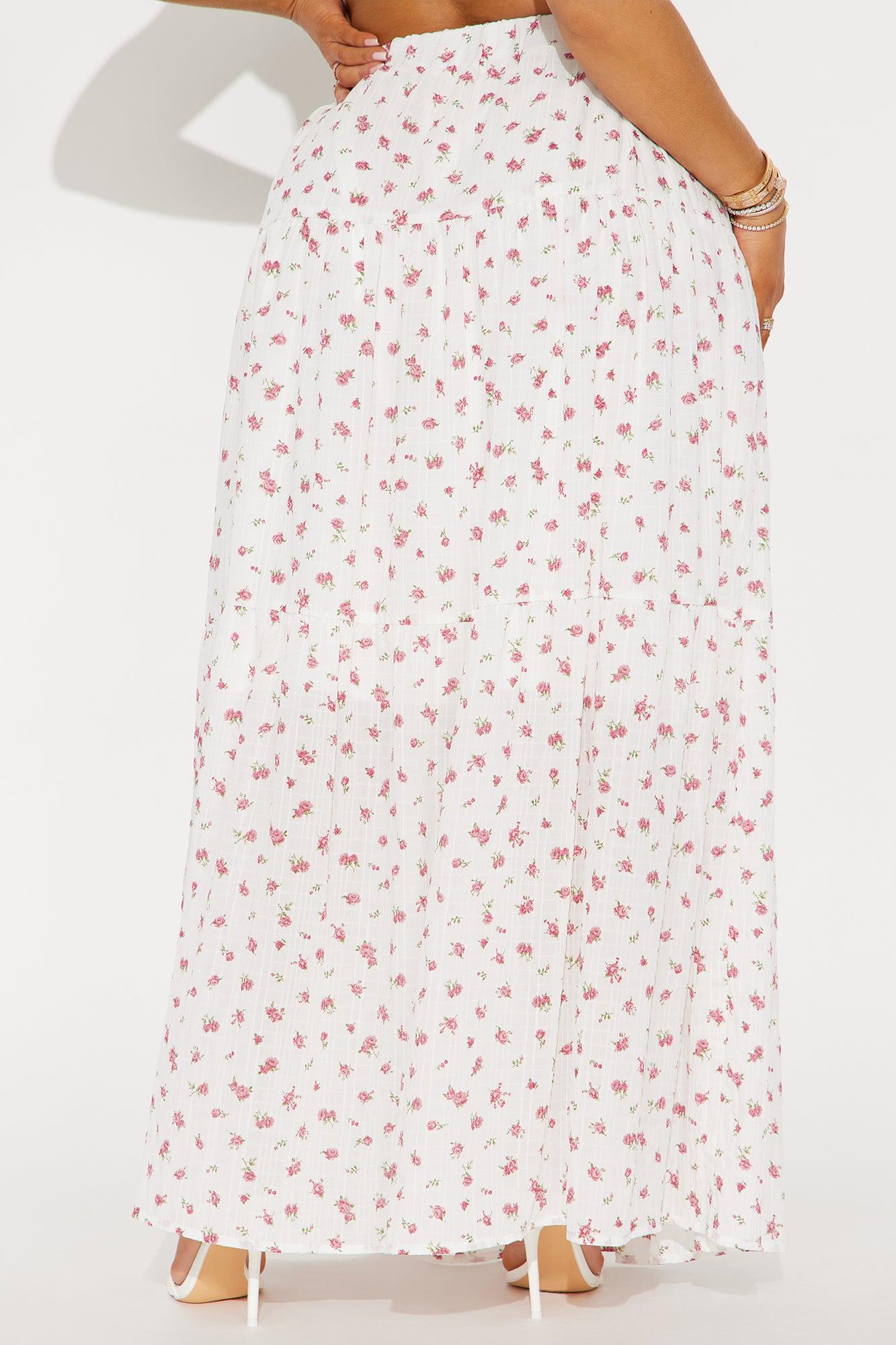 Malia Floral Tiered Maxi Skirt - Pink/combo Product Image