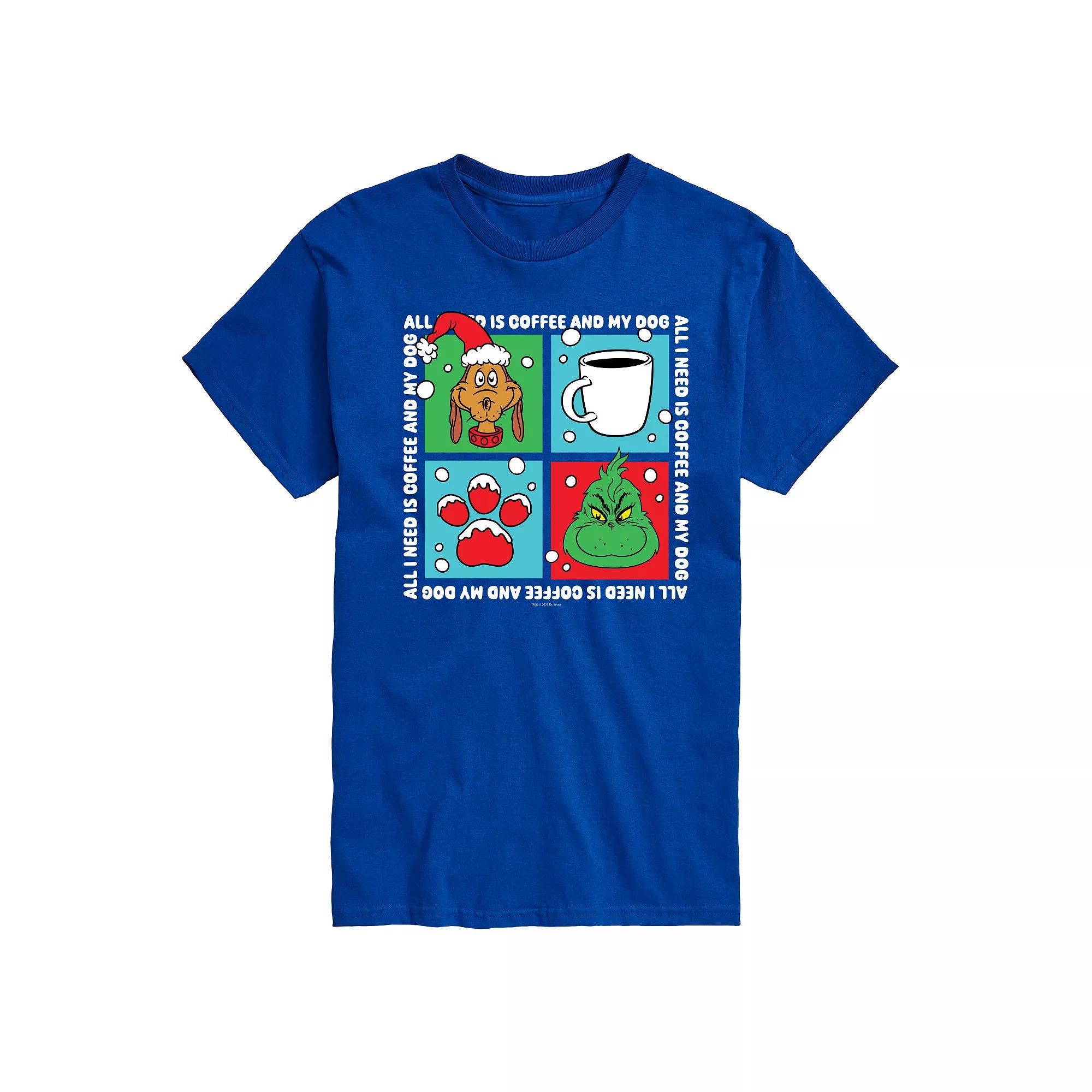 Men's Dr. Seuss The Grinch Coffee And Dog Grid Graphic Tee,  Product Image