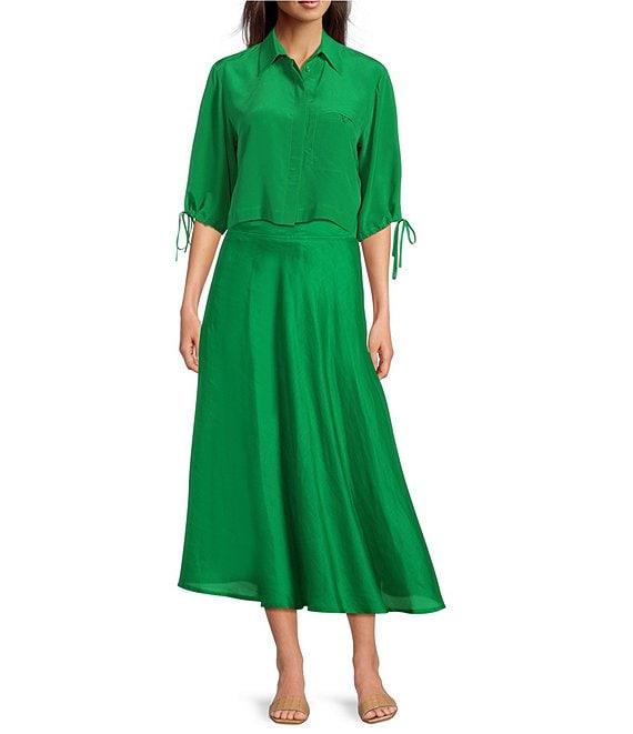 Marella Silk Shirt Collar Neck 3/4 Sleeve Blouse Product Image