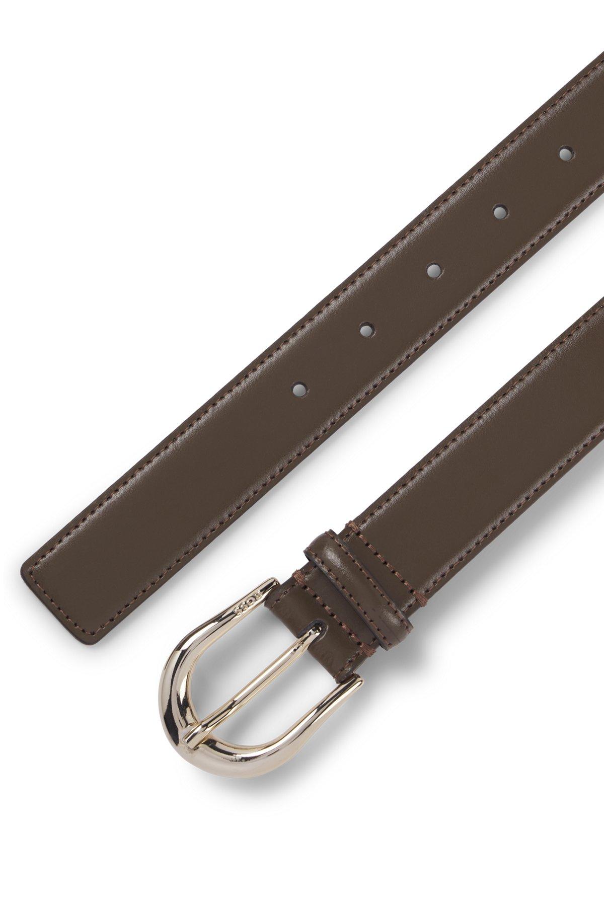 BOSS - Italian-leather belt with logo buckle - Light Brown Product Image