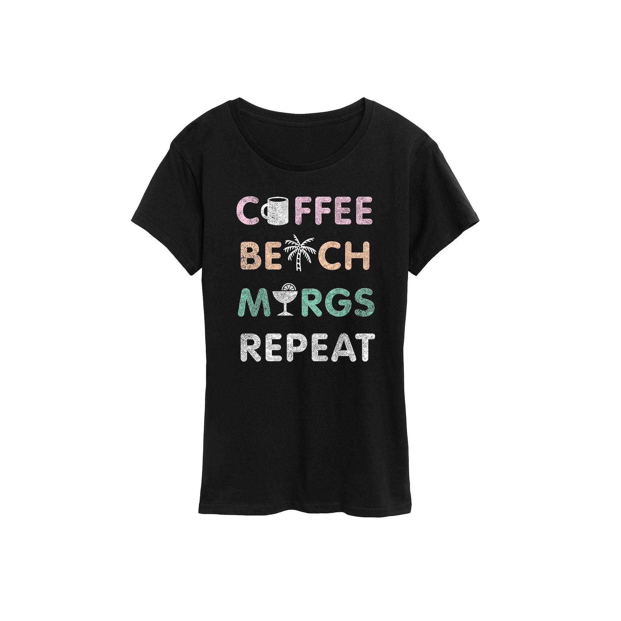 Women's Coffee Beach Repeat Graphic Tee,  Product Image