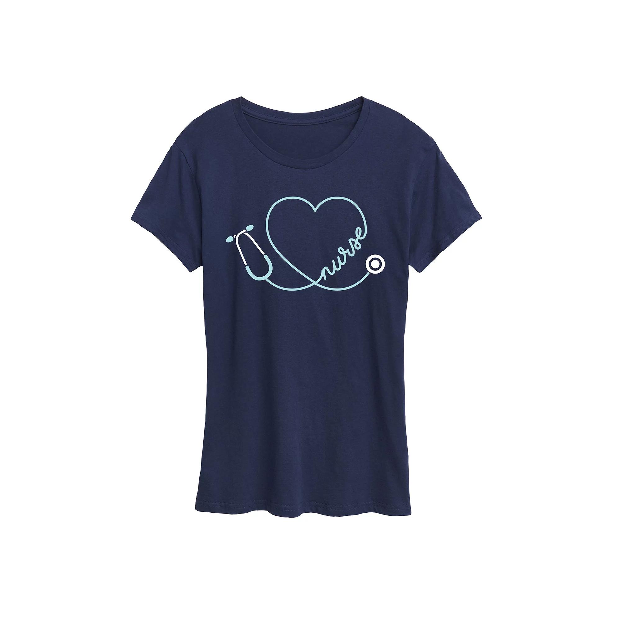 Women's Nurse Heart Stethoscope Graphic Tee, Girl's,  Product Image